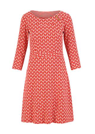 Freizeitkleid Mod a Hula Button, vintage red flower tapestry, Kleider, Rot