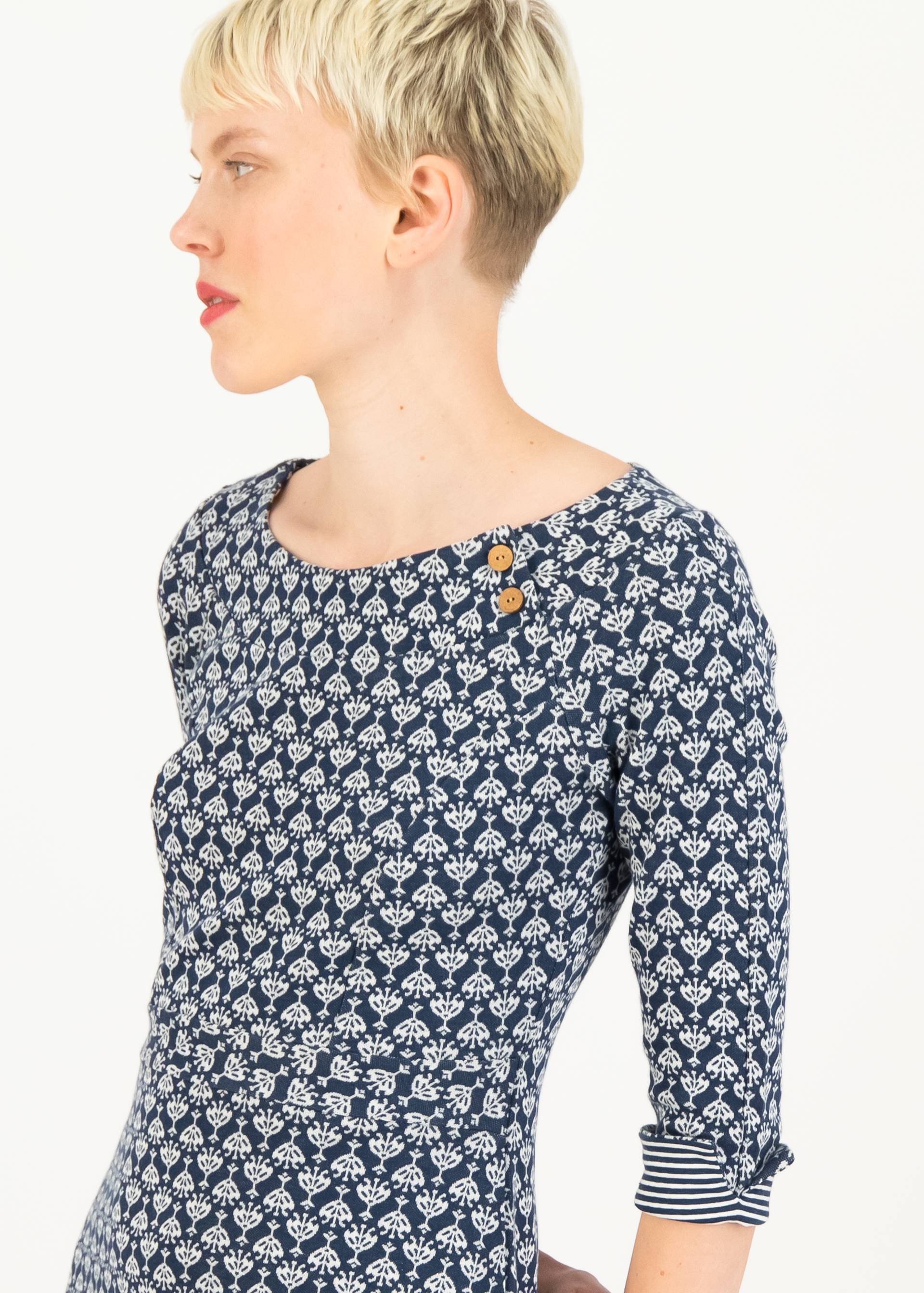 Freizeitkleid Mod a Hula Button, vintage blue flower tapestry, Kleider, Blau