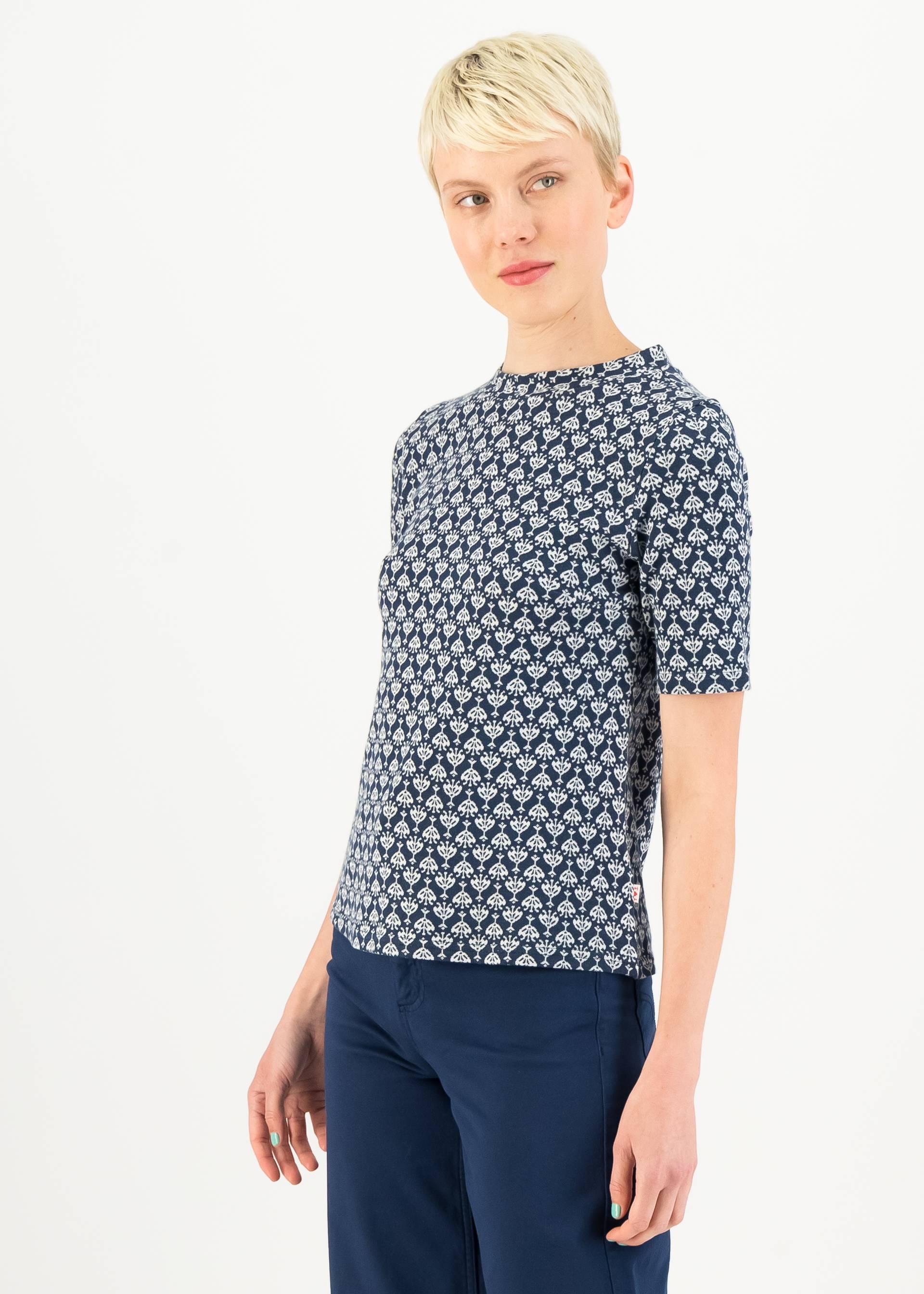 Shirt Tiny Sixties Crew, vintage blue flower tapestry, Shirts, Blau