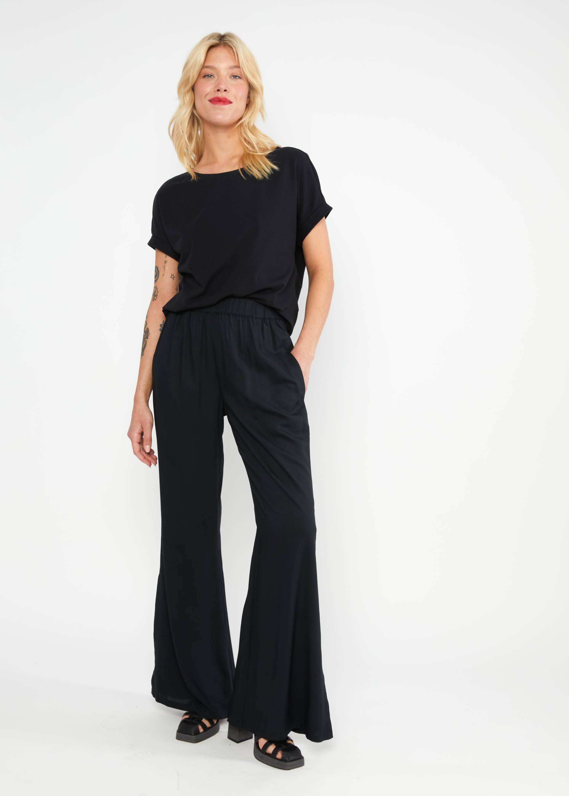 Schlaghose Flarebunny, black brush, Hosen, Schwarz