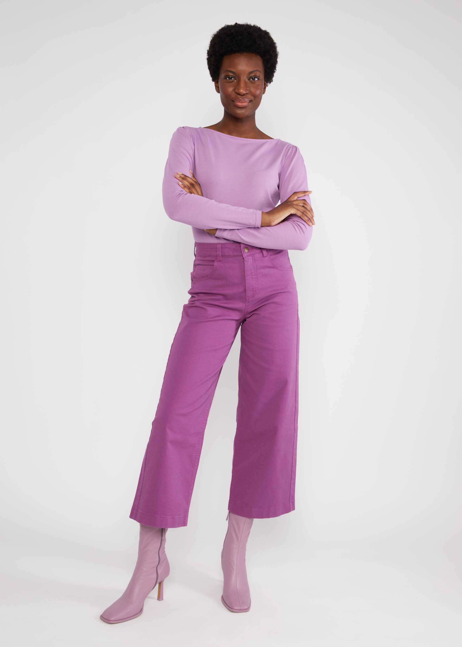 Trousers High Waist Culotte, deep reddish purple, Trousers, Purple