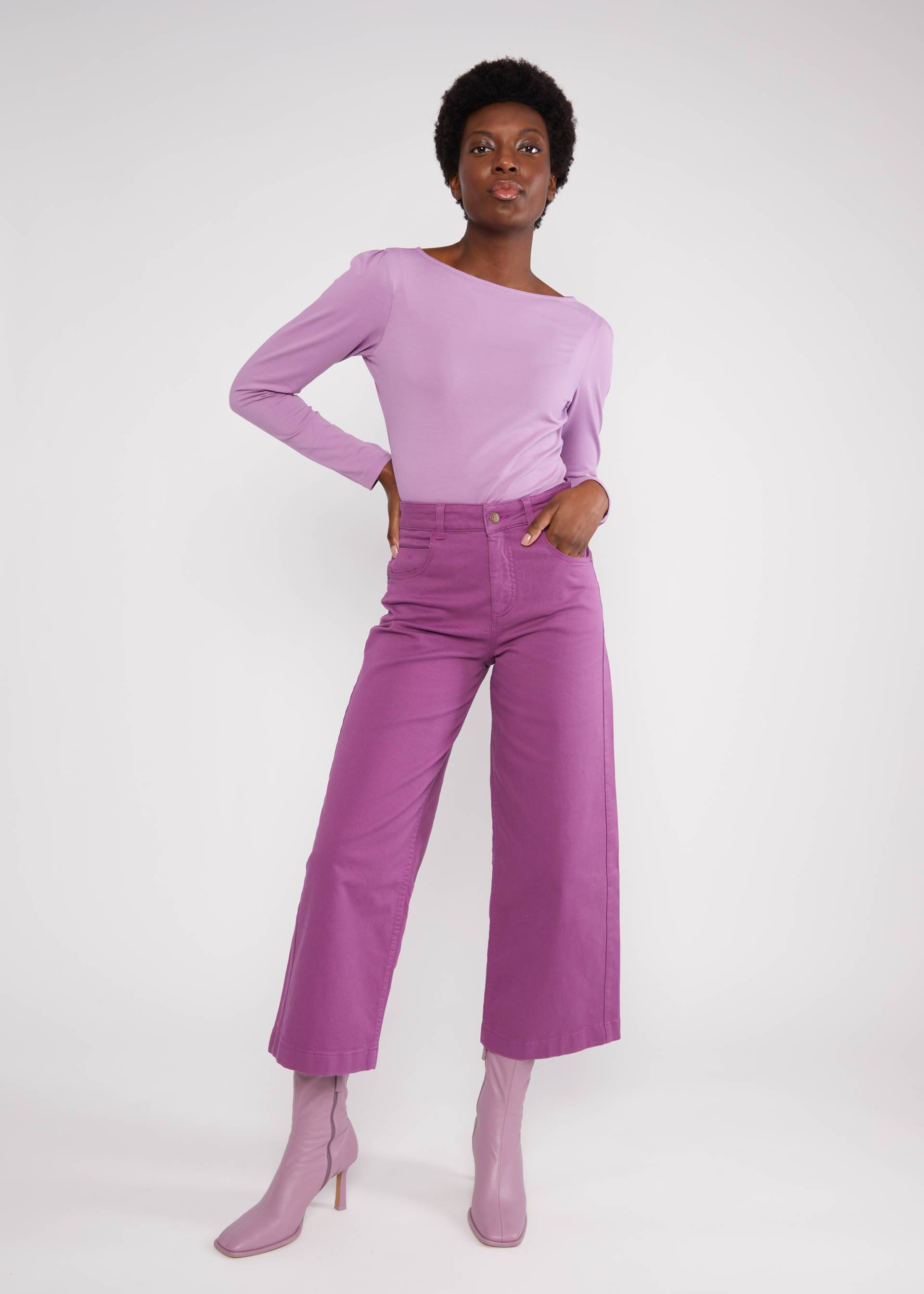 Trousers High Waist Culotte, deep reddish purple, Trousers, Purple