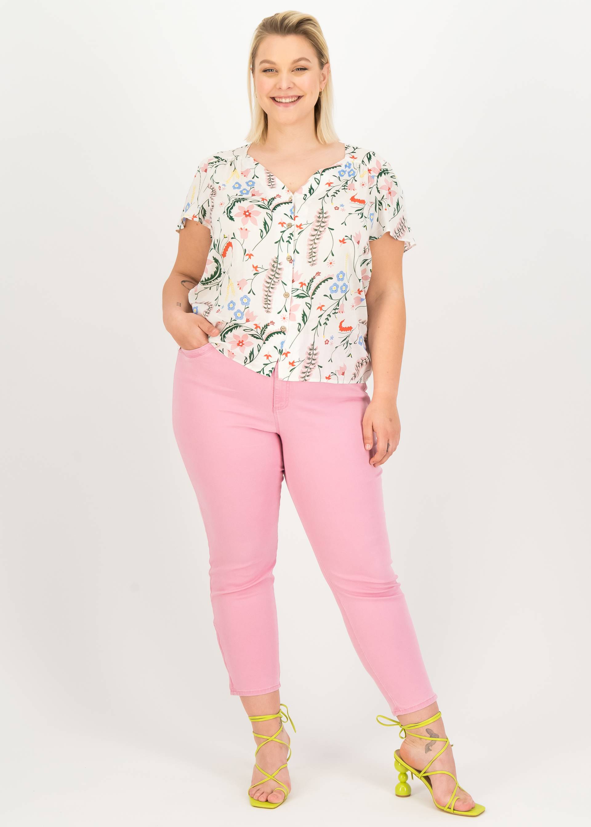 Sommerbluse Philosophy of Love, poesia di fiori, Blusen & Tuniken, Wei&szlig;