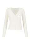 logo cardigan v-neck lang, white heart anchor , Knitted Jumpers & Cardigans, White