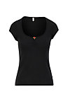 logo shortsleeve feminine, simply black, Shirts, Schwarz