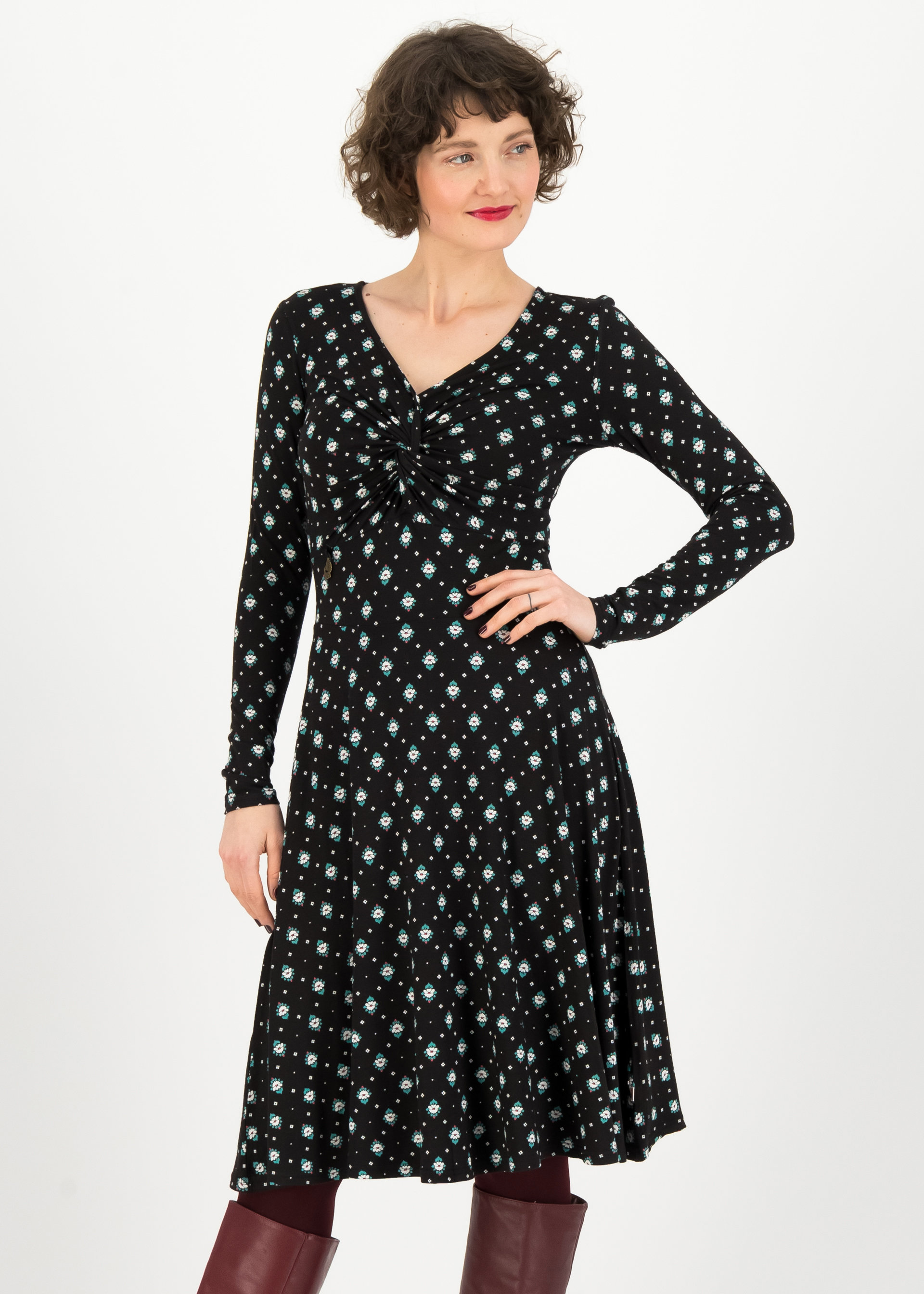 Herbstkleid hot knot, big black band, Kleider, Schwarz