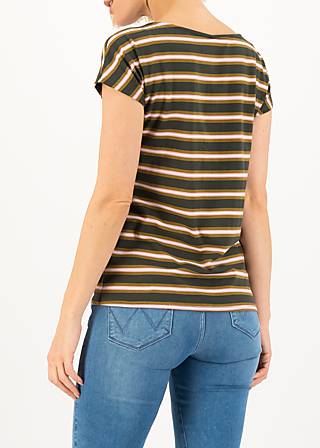 logo stripe t-shirt, forest night stripes, Tops, Brown