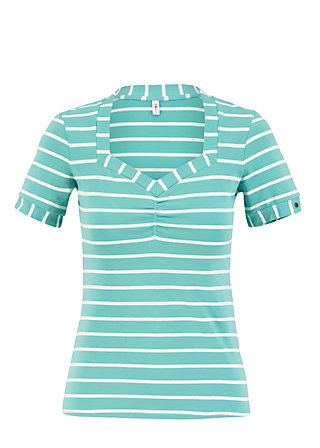 logo stripe t-shirt, stripe of aqua, Tops, Turquoise