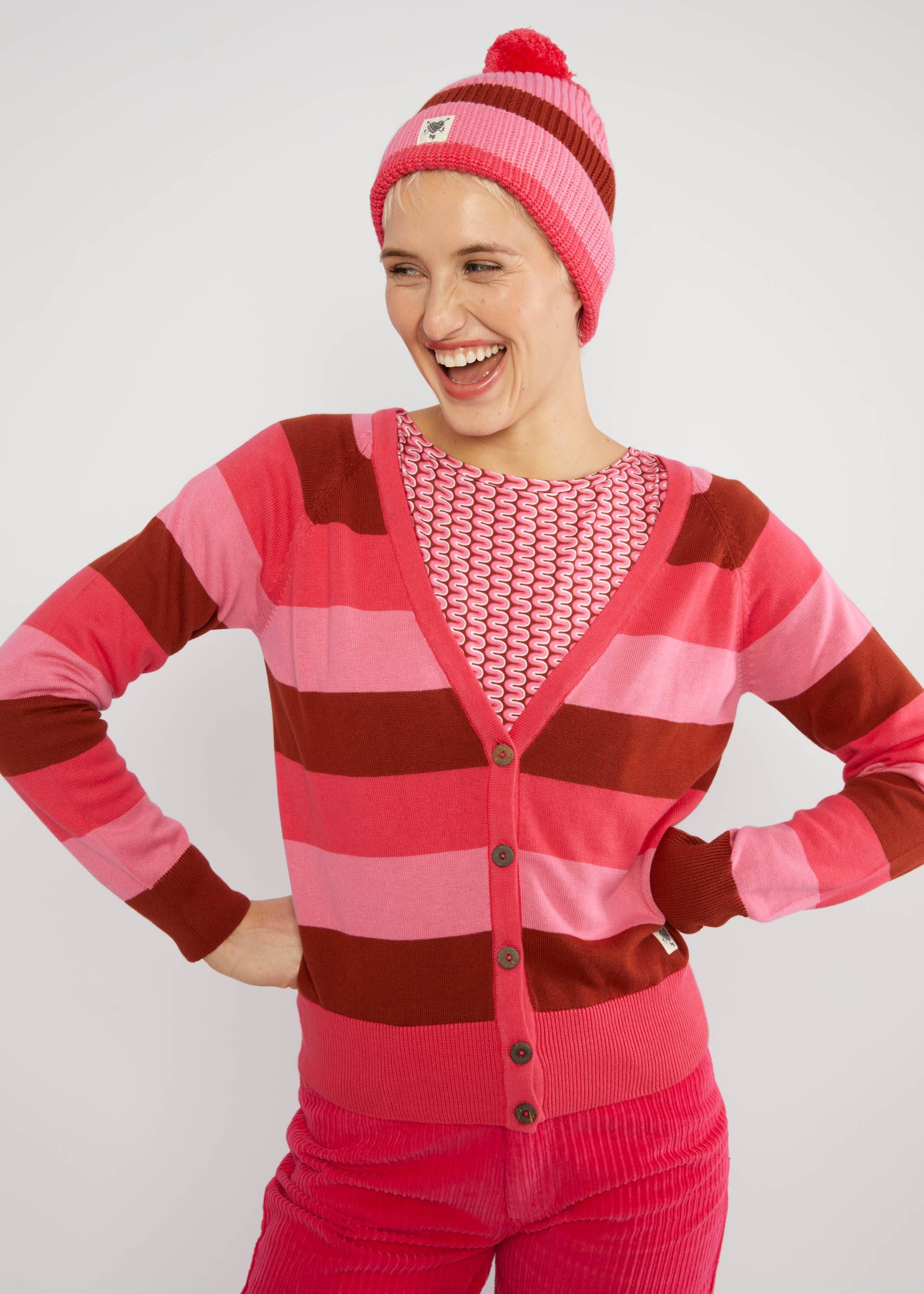 Strickm&uuml;tze Bright Side Beanie, red flirty stripes hat, Accessoires, Rot