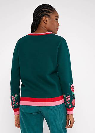 Knitted Jumper Cosy Storyteller, roses are red, Knitted Jumpers, Green