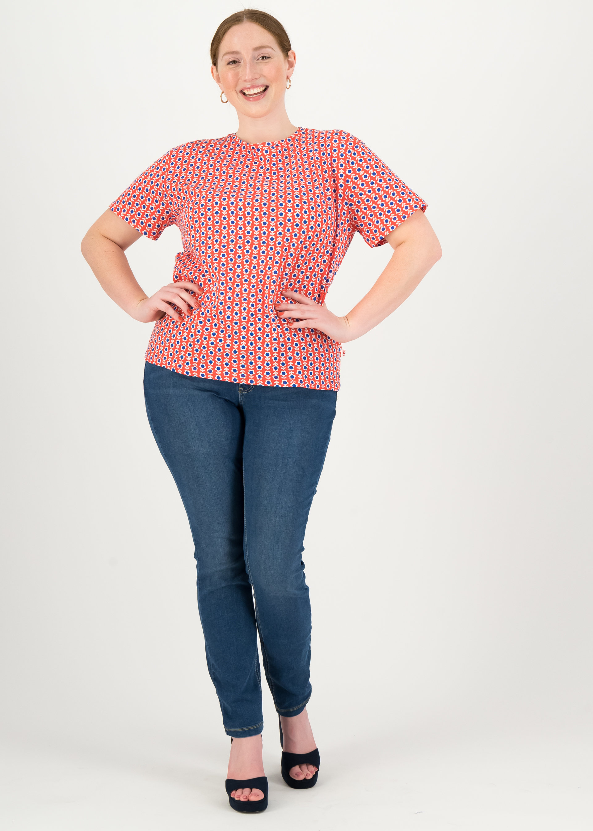 T-Shirt diamond heart, bloemenmarkt, Tops, Red