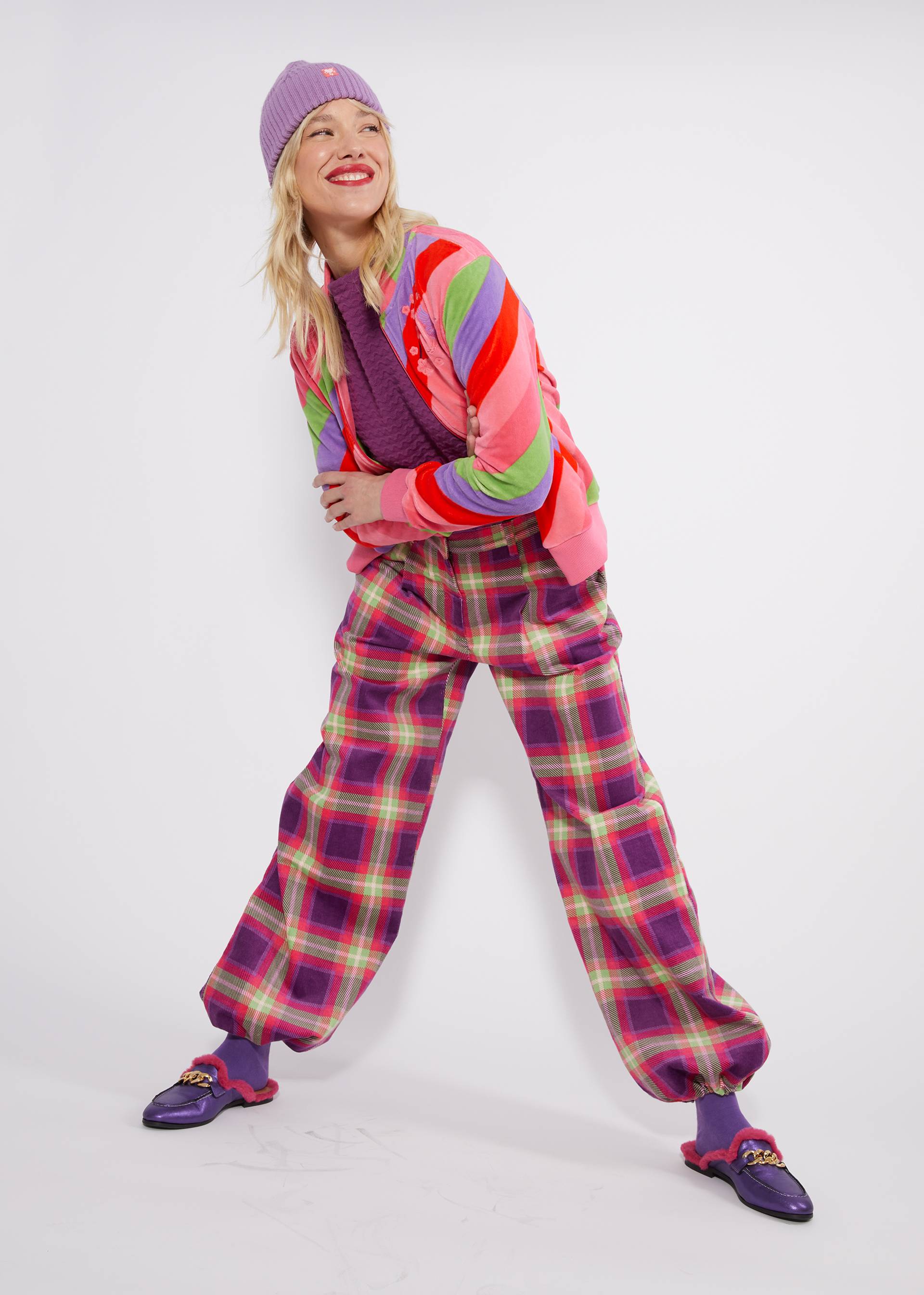 Cordhose Deedericksbockers, check on me, Hosen, Lila