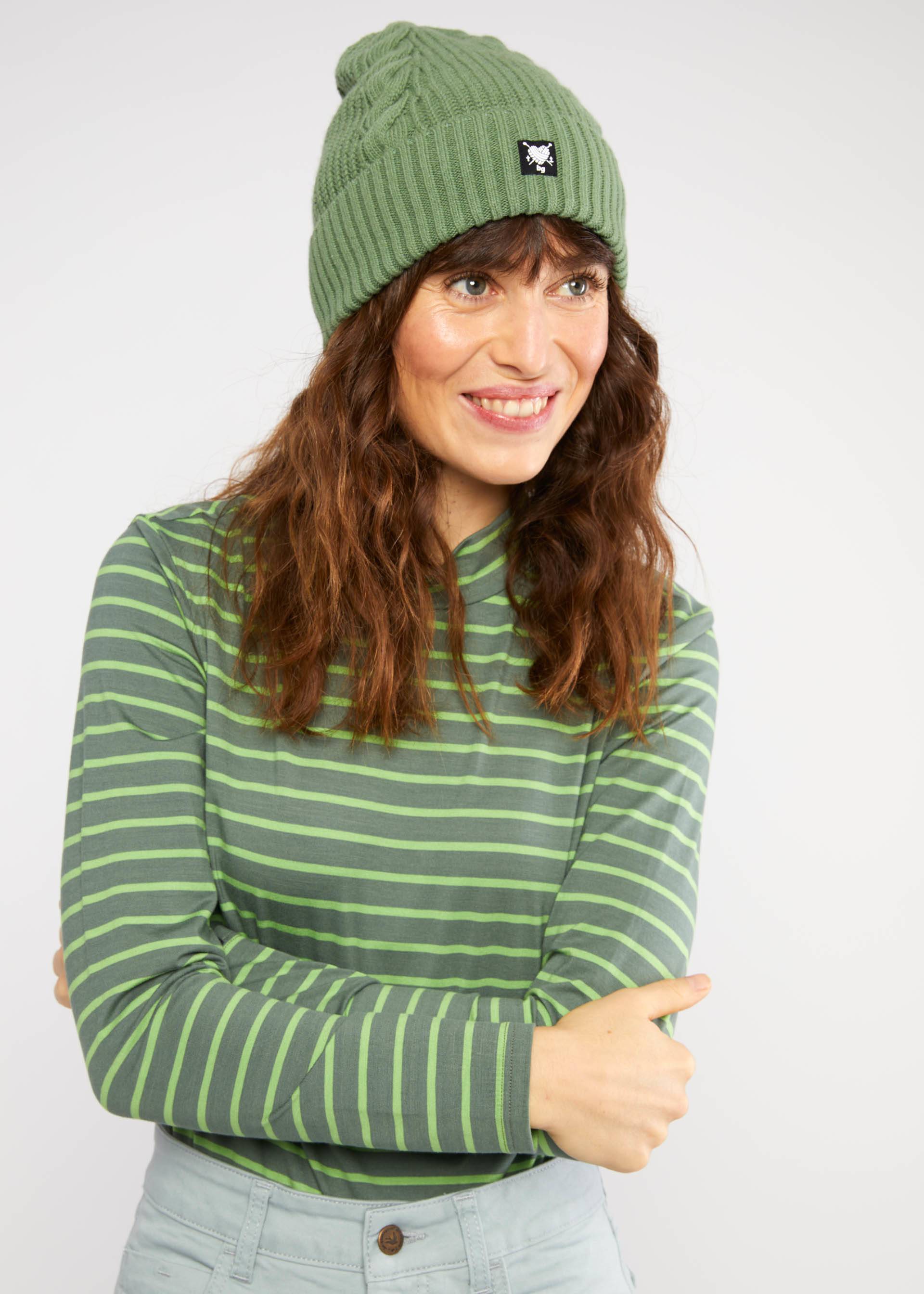 Strickm&uuml;tze Lady Mary Aran, old library soft green, Accessoires, Gr&uuml;n