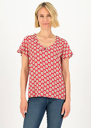 Short sleeve blouse feed the birds, ticket to joy, Blouses & Tunics, Red