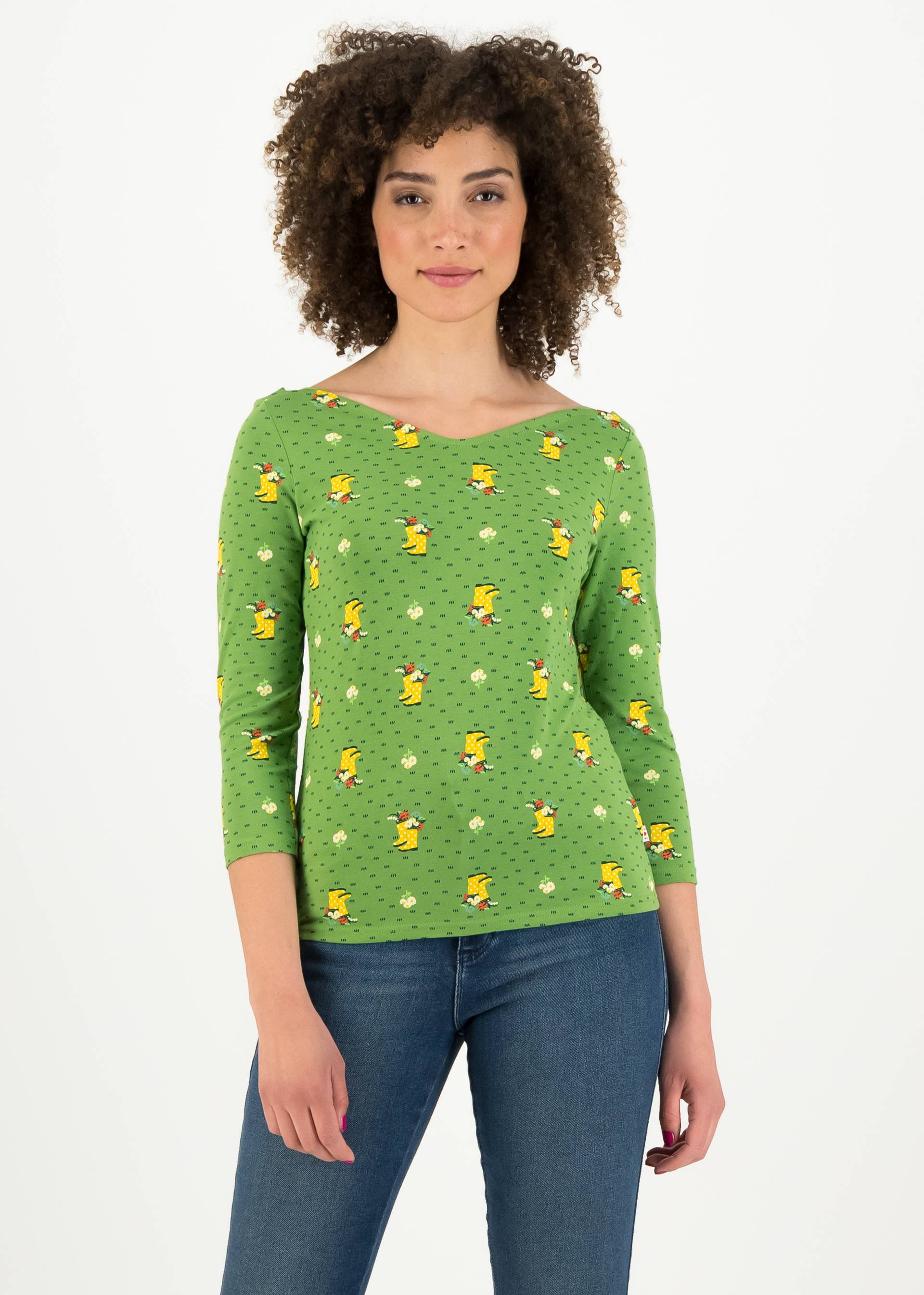 Top happy swallowneck, yellow wellys, Tops, Green
