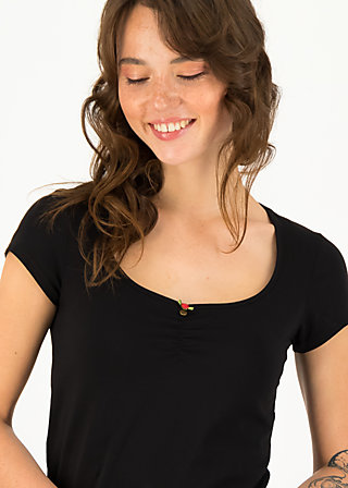 T-Shirt logo shortsleeve feminin, basic black, Shirts, Schwarz