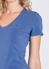 logo shortsleeve v-shirt, blue flower, Shirts, Blau