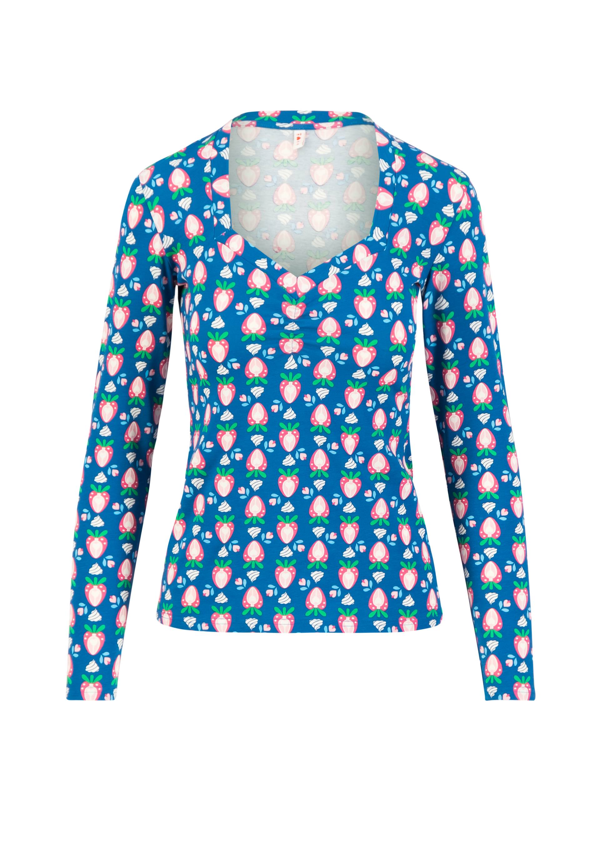 Longsleeve Glowing Heart, strawberry and kiss, Tops, Blue