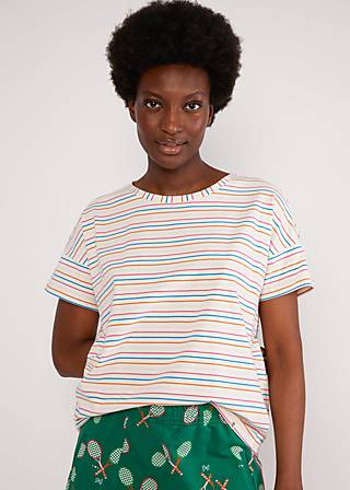 T-Shirt The Generous One, petite rainbow stripes, Shirts, White