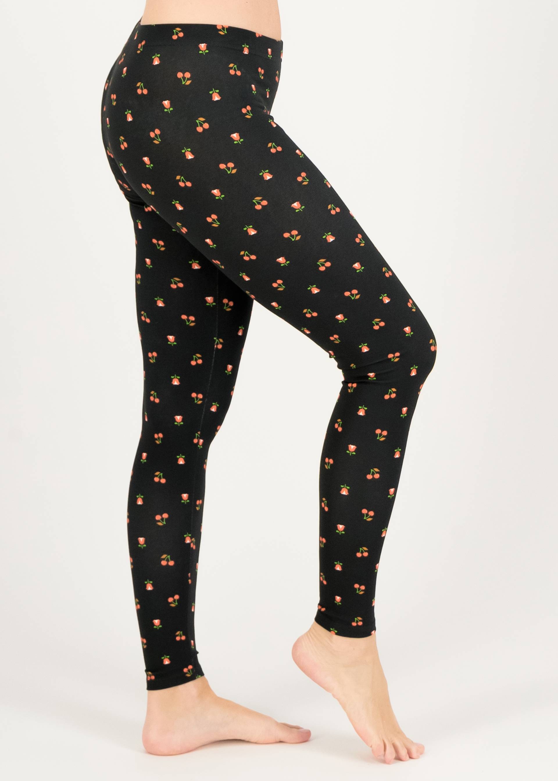 Cotton Leggings Lovely Legs, sweet cherry blossom, Leggings, Black