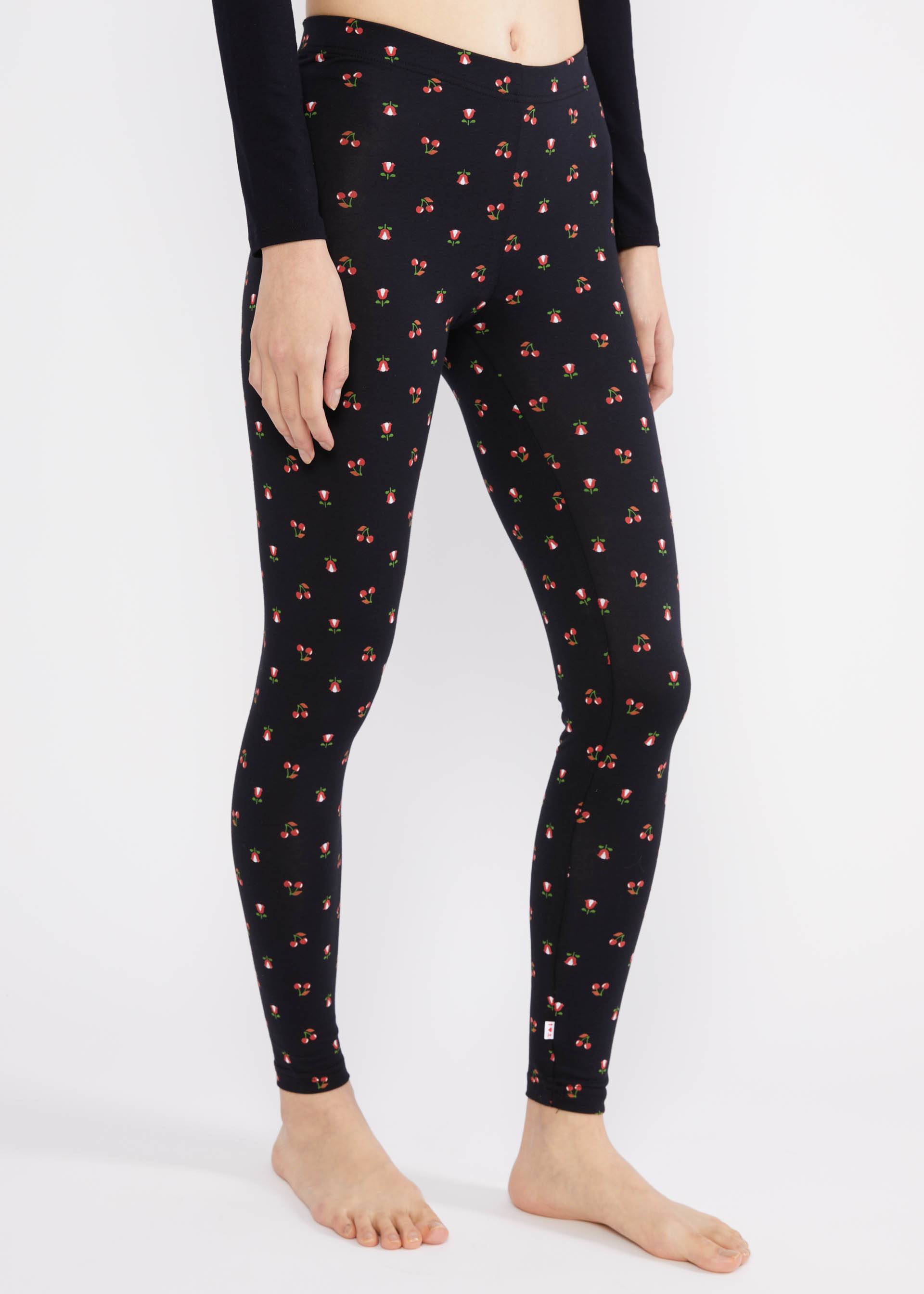 Cotton Leggings Lovely Legs, sweet cherry blossom, Leggings, Black