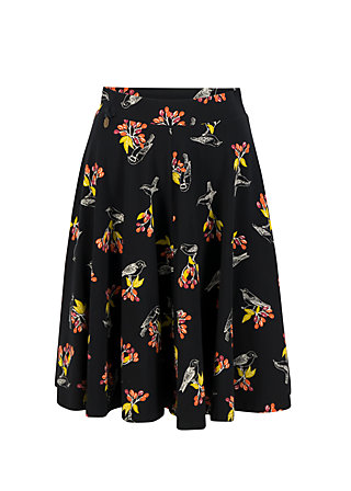 Tellerrock wooden heart, berrie birds, Röcke, Schwarz