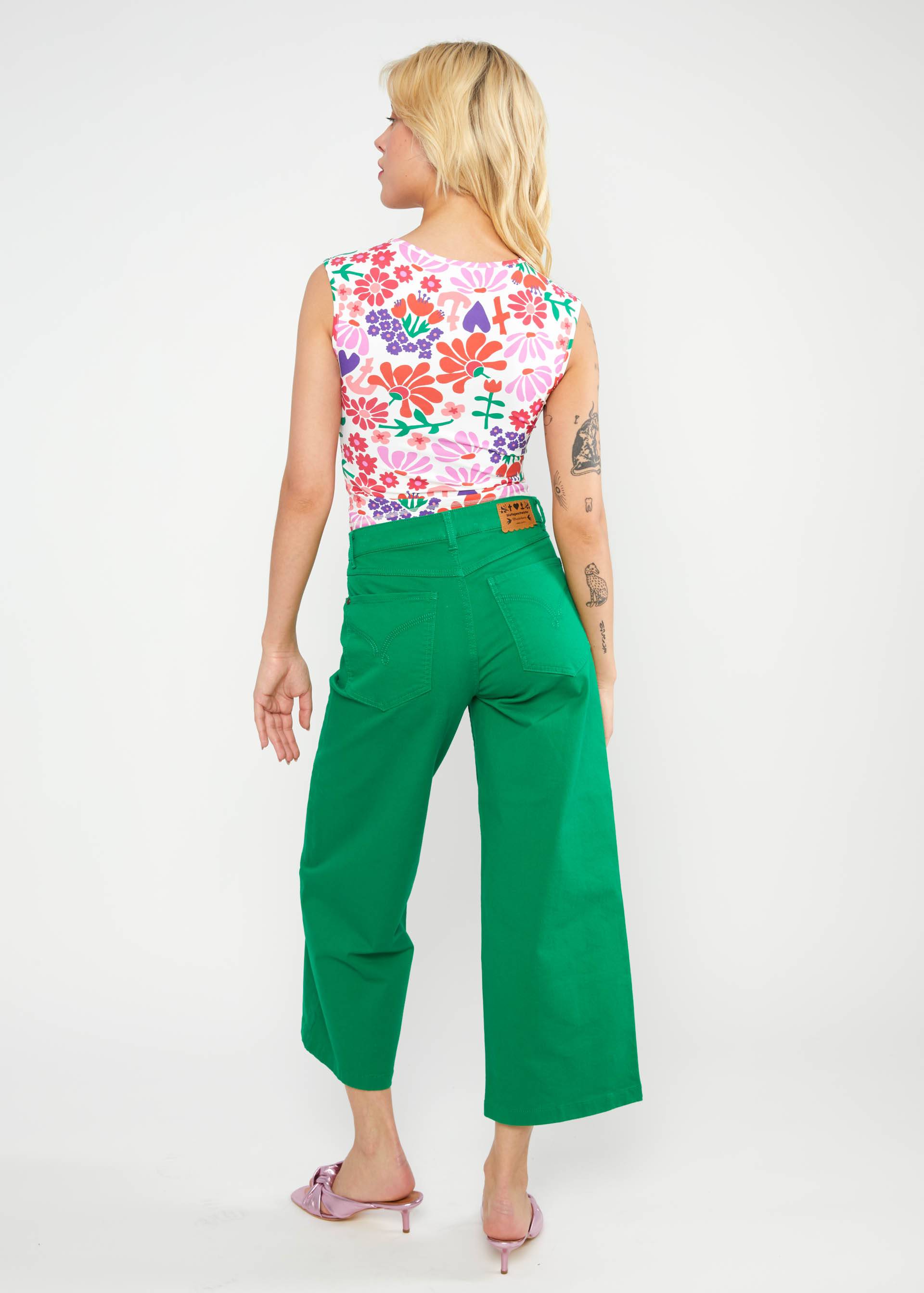 Culottes High Waist Culotte, my green serenade, Trousers, Green