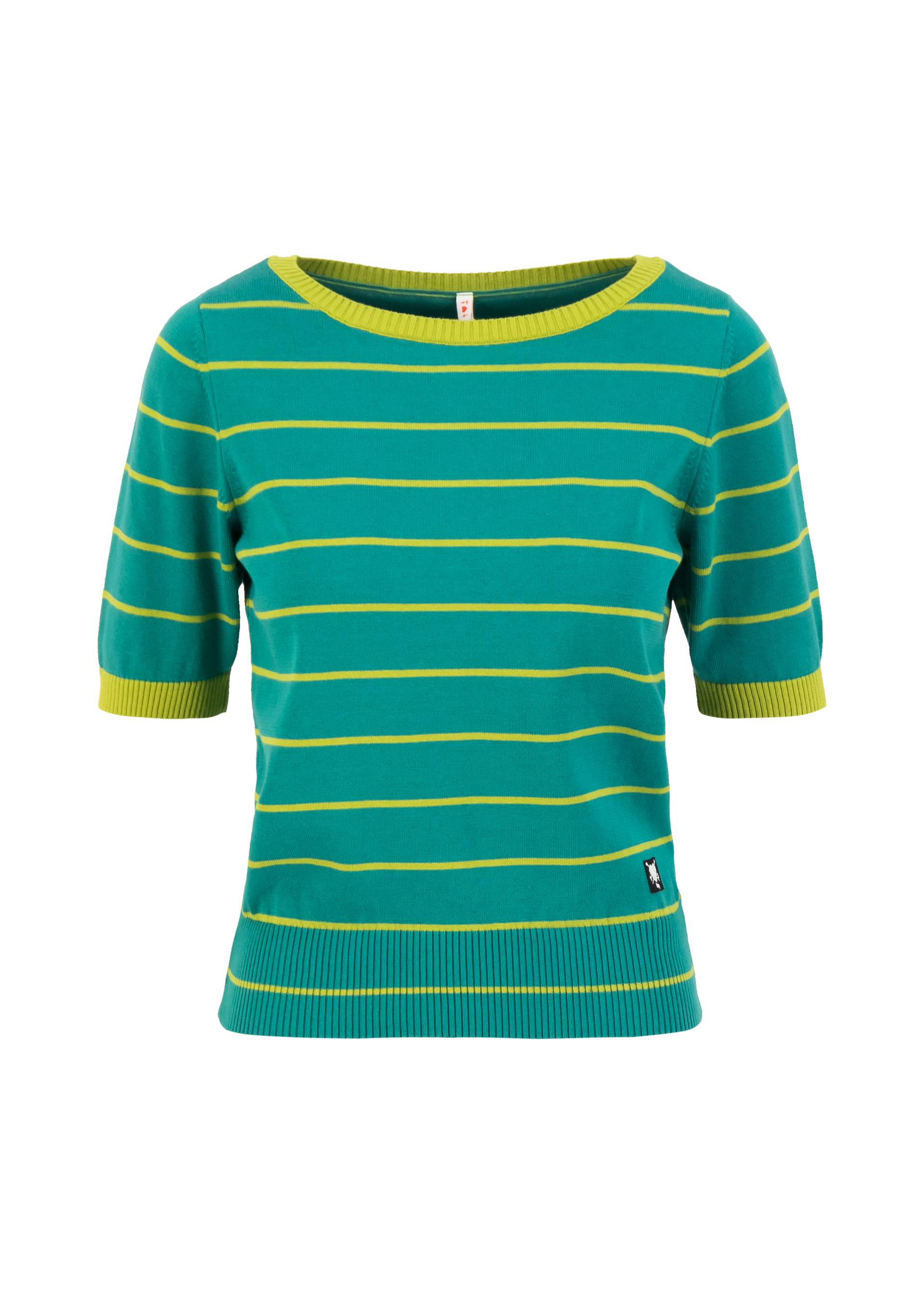 Strickpullover Pretty Preppy, green jade ribbons stripes, Strickpullover, Grün