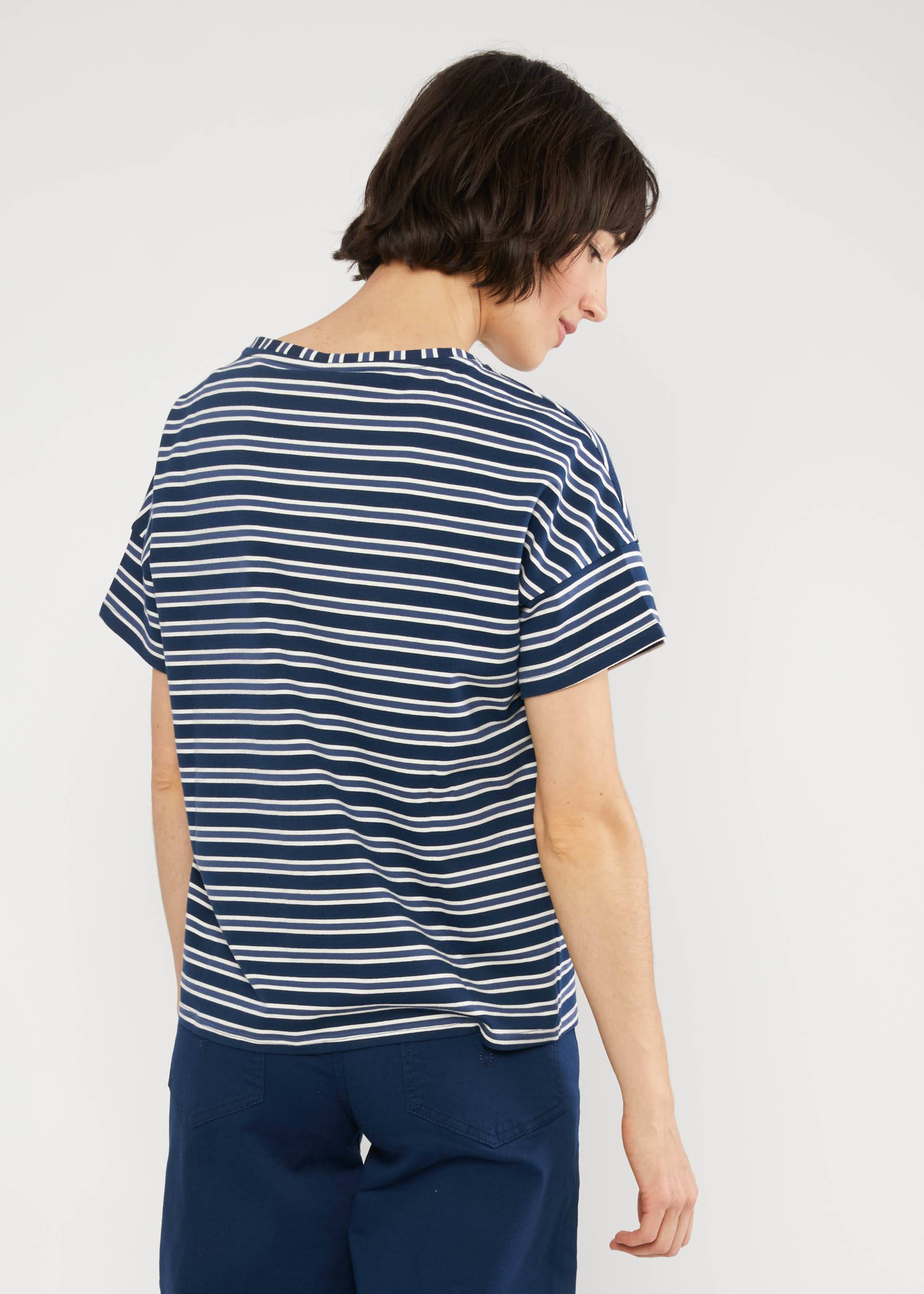 T-Shirt The Generous One, caravan stripes blue, Shirts, Blau