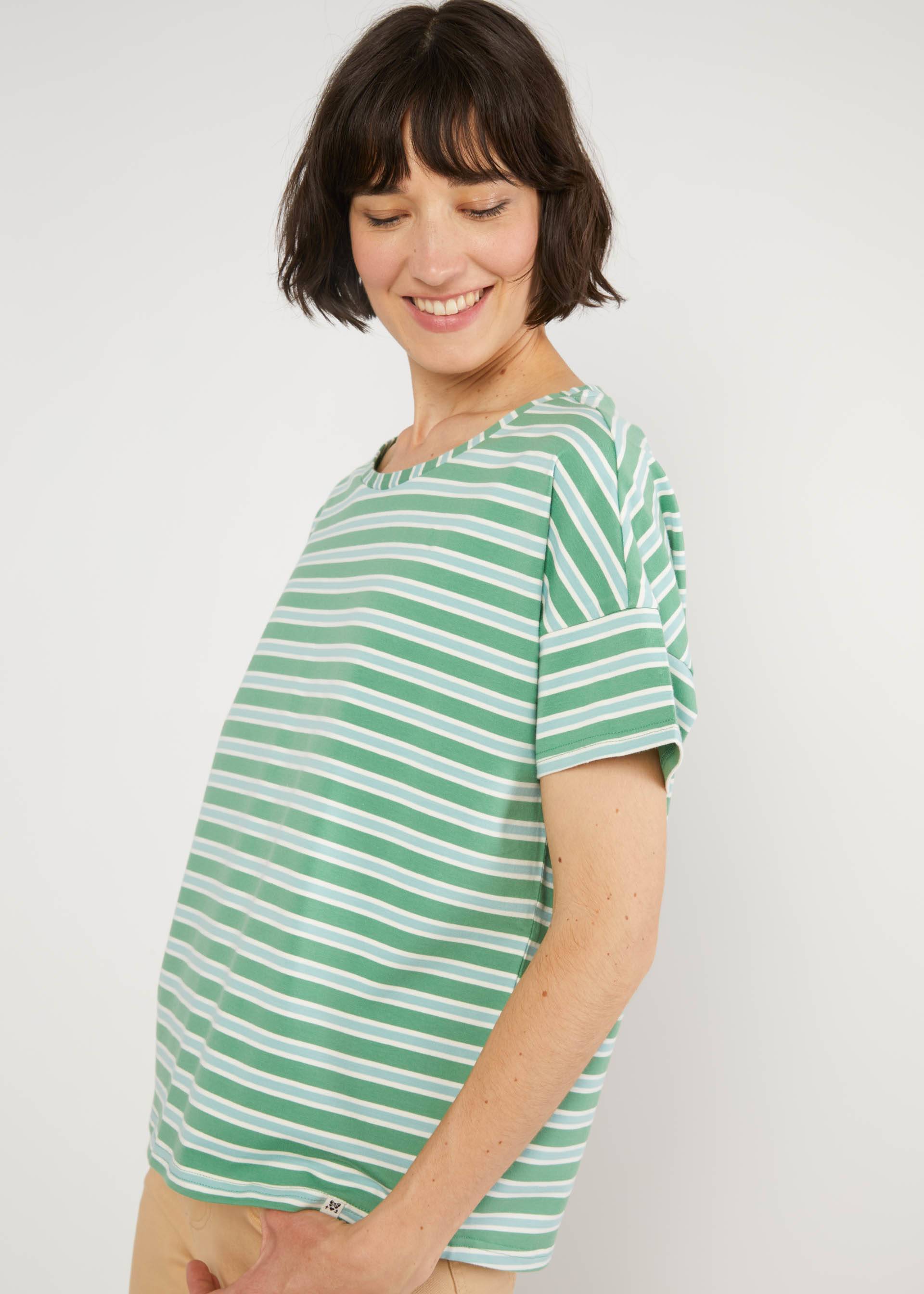 T-Shirt The Generous One, caravan stripes green, Shirts, Grün