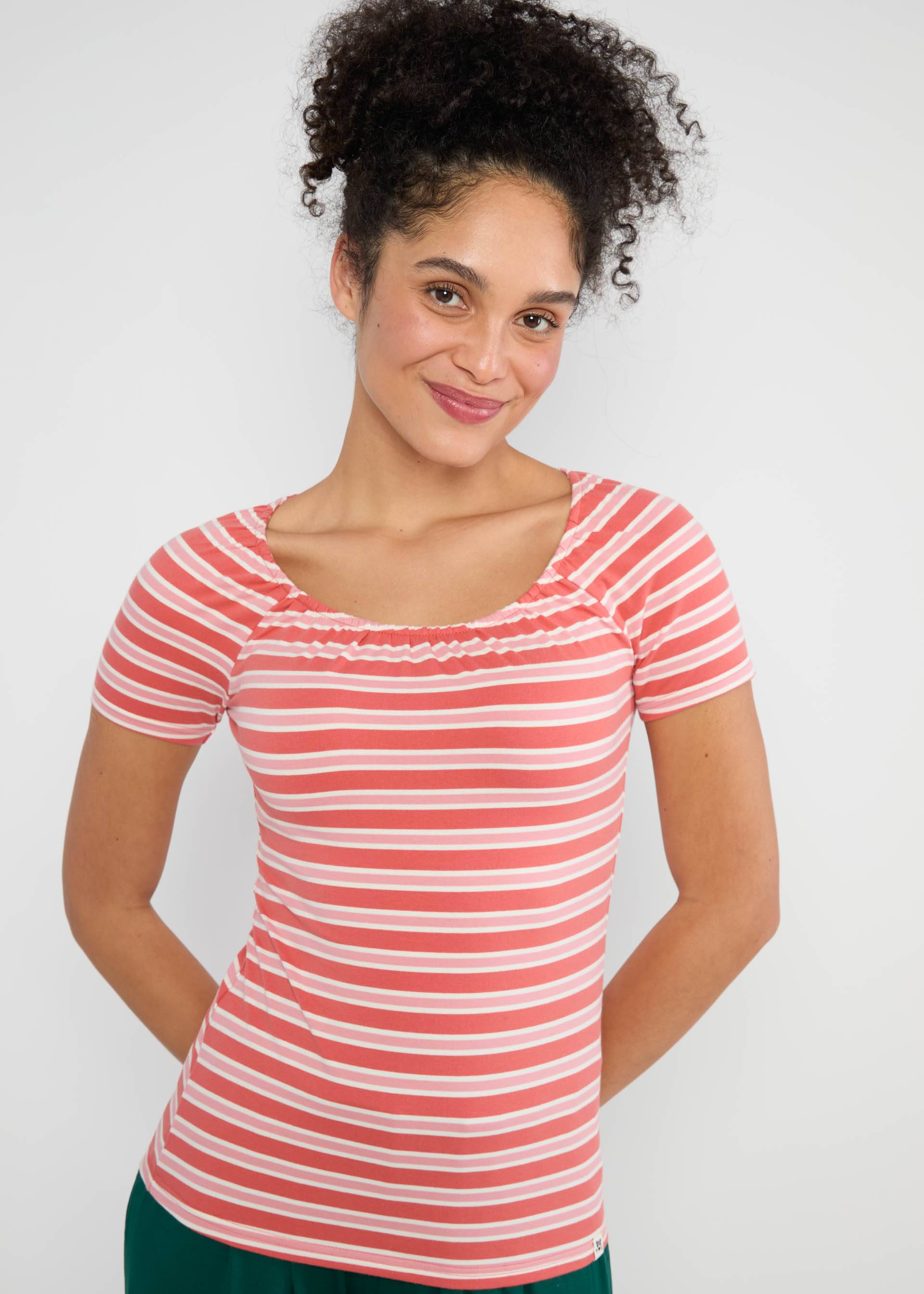 T-Shirt Vintage Heart, caravan stripes red, Shirts, Rot