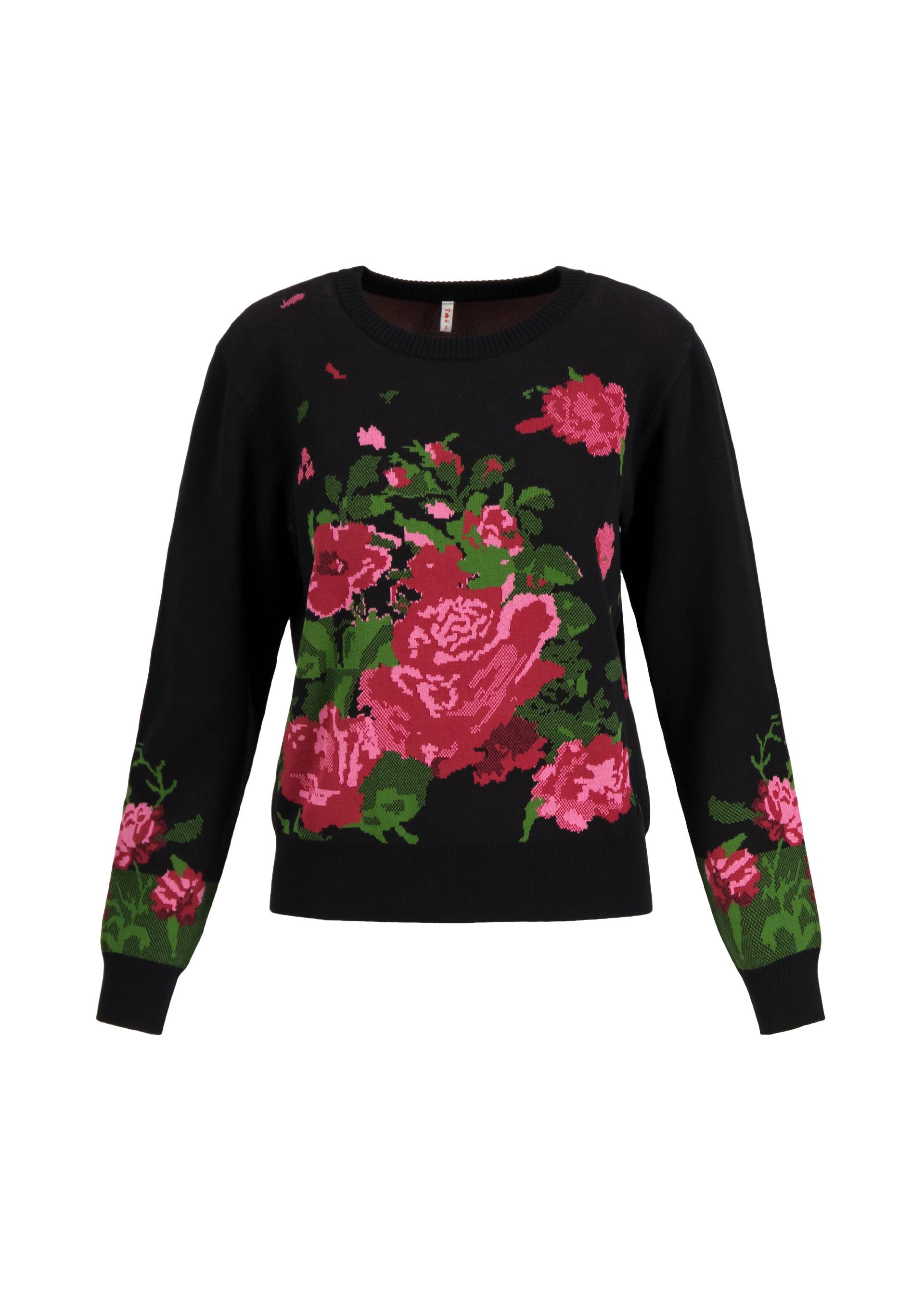 Strickpullover Cosy Storyteller, sea of roses, Strickpullover, Schwarz