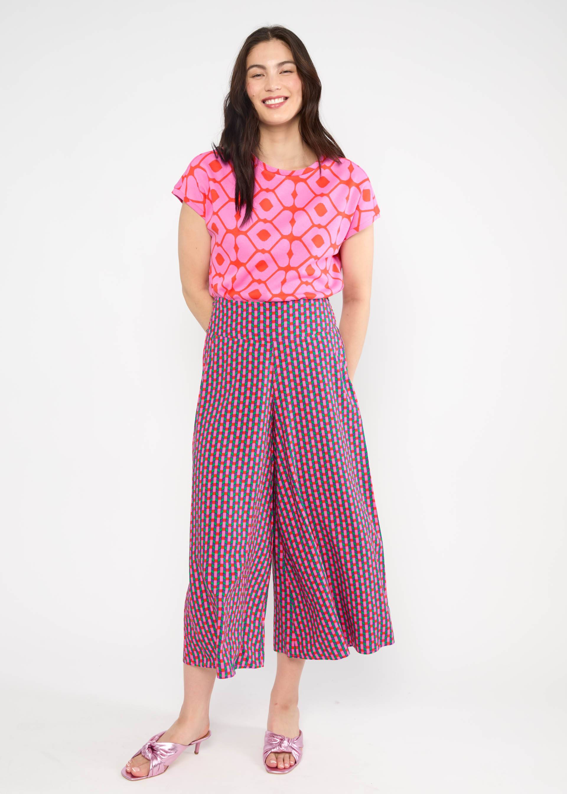 Culottes In Full Bloom, interlaced colors, Trousers, Purple