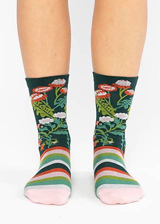 Cotton socks Sensational Steps, summer meadow socks, Socks, Green