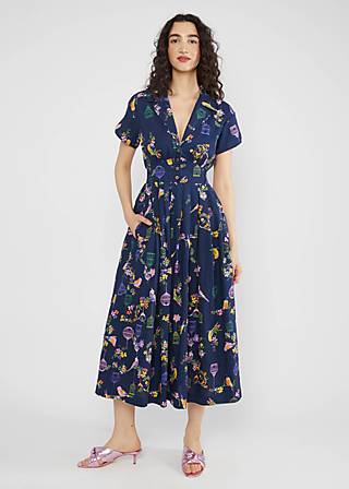 Midi Dress Grand Opening, multicolor budgie, Dresses, Blue