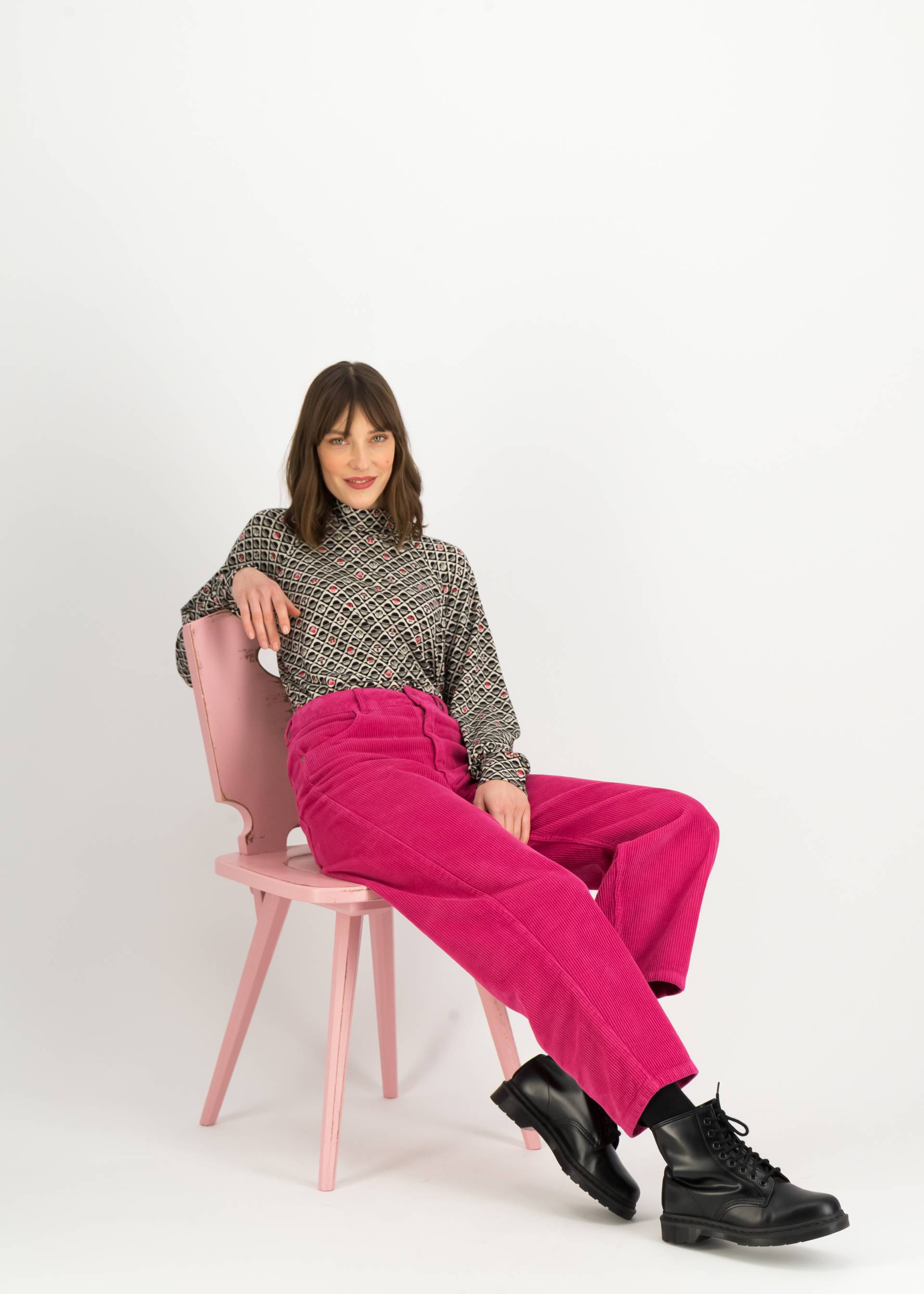 Cordhose High Waist Olotte, kissing booth pink, Hosen, Rosa