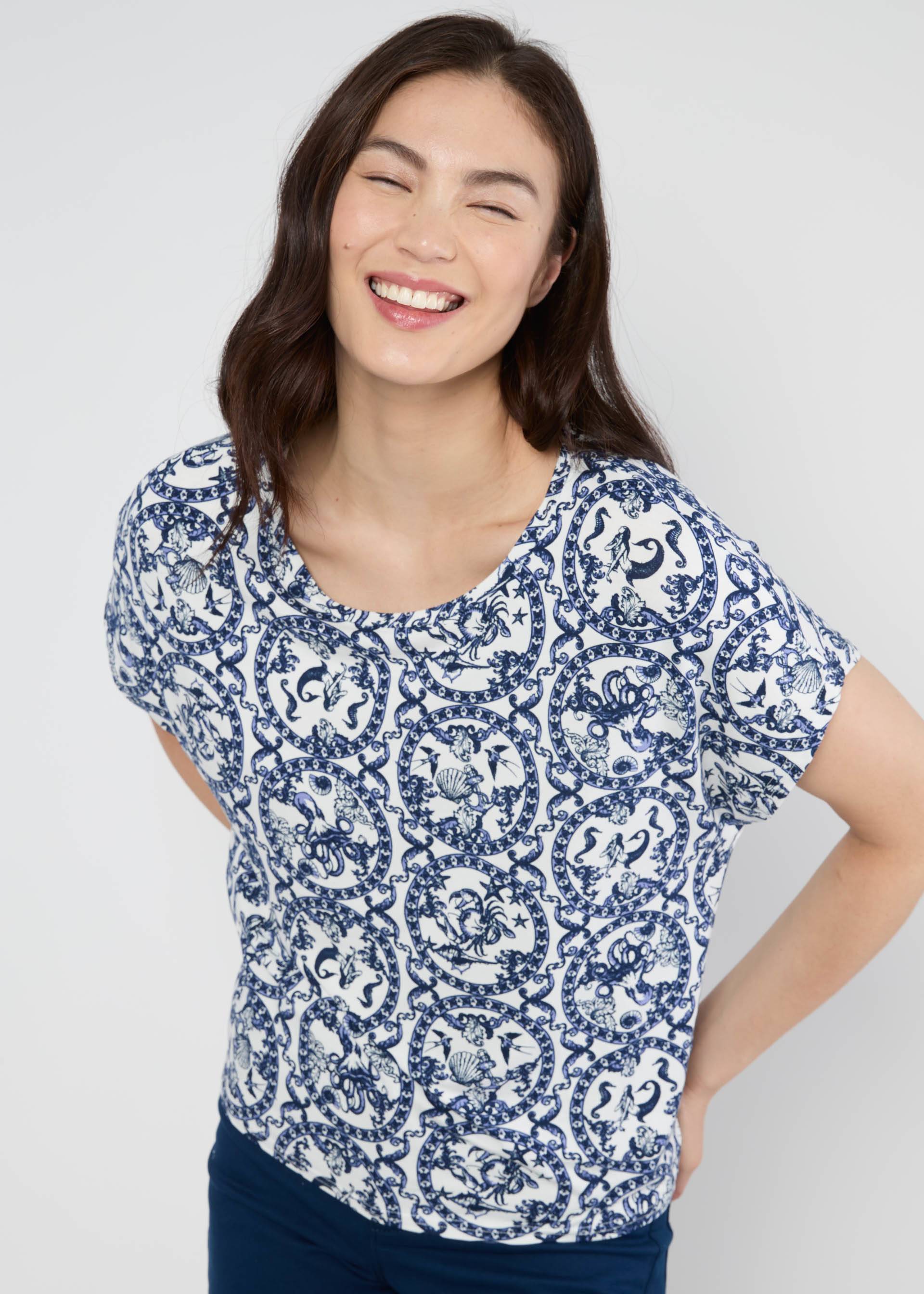 T-Shirt The Overspacious, sea life mosaic, Shirts, Weiß