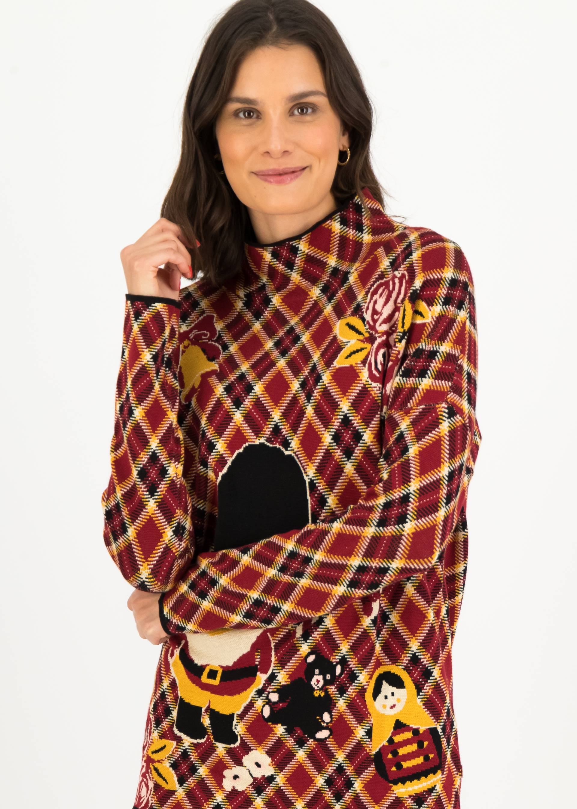 Oversized Jumper merry britmas, britmax checky, Knitted Jumpers, Red