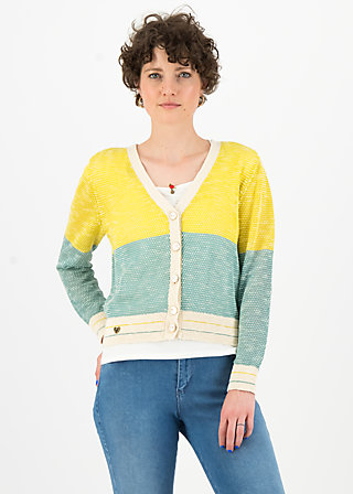 Cardigan avec plaisir, sporty blue yellow, Knitted Jumpers & Cardigans, Turquoise