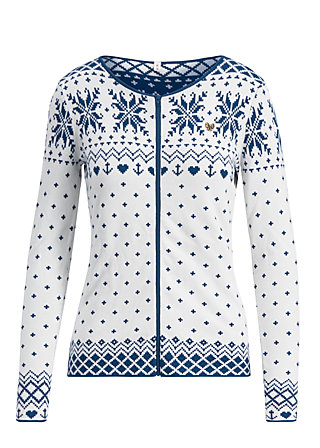 Winter Cardigan sleek and chic, norwegian snowflake, Zip jackets, White