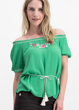 bees and birds, smaragd crepe, Blouses & Tunics, Green