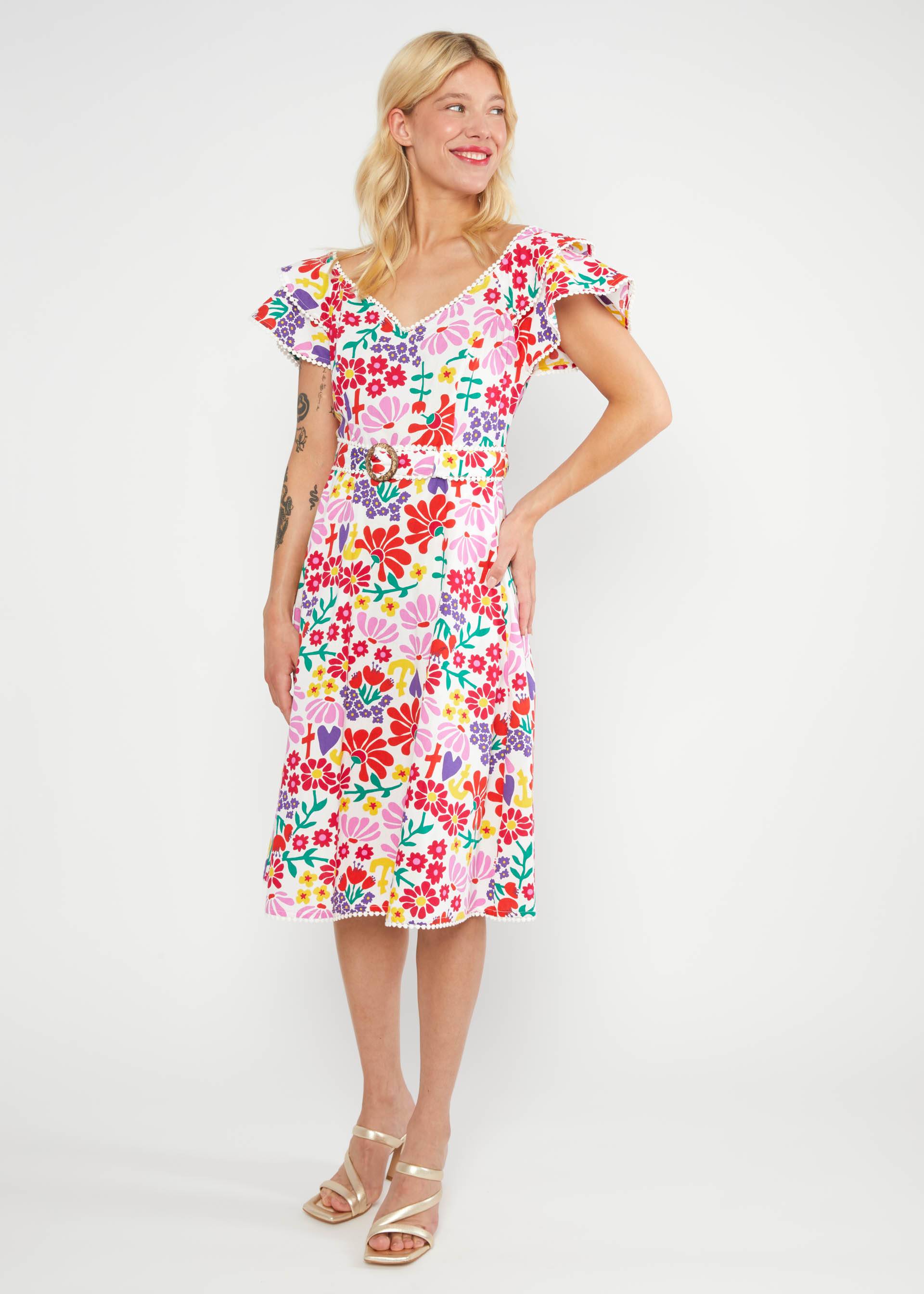 Festliches Kleid Falbala Festival, flower market, Kleider, Weiß