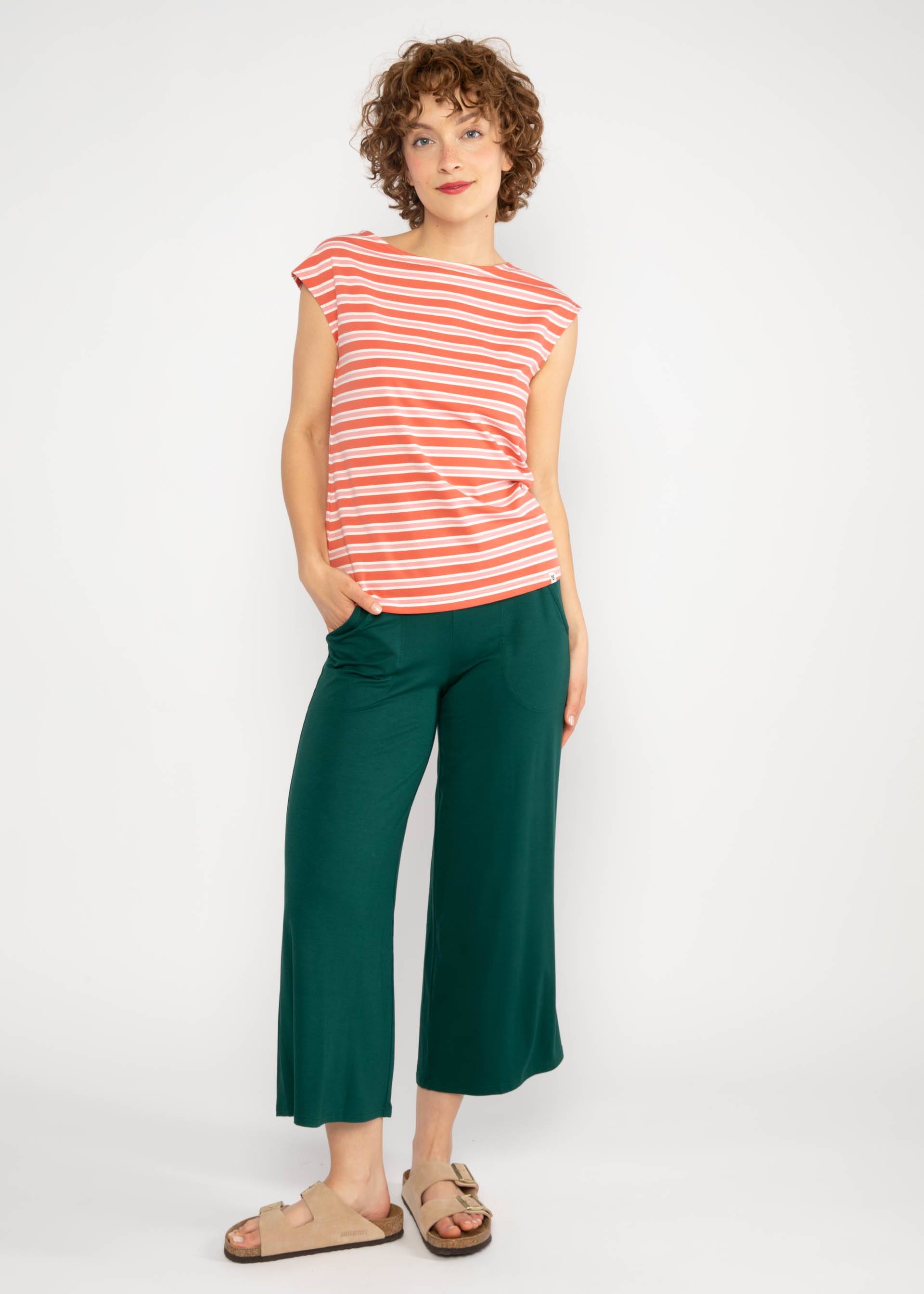 Top Boxy Babe, caravan stripes red, Shirts, Rot