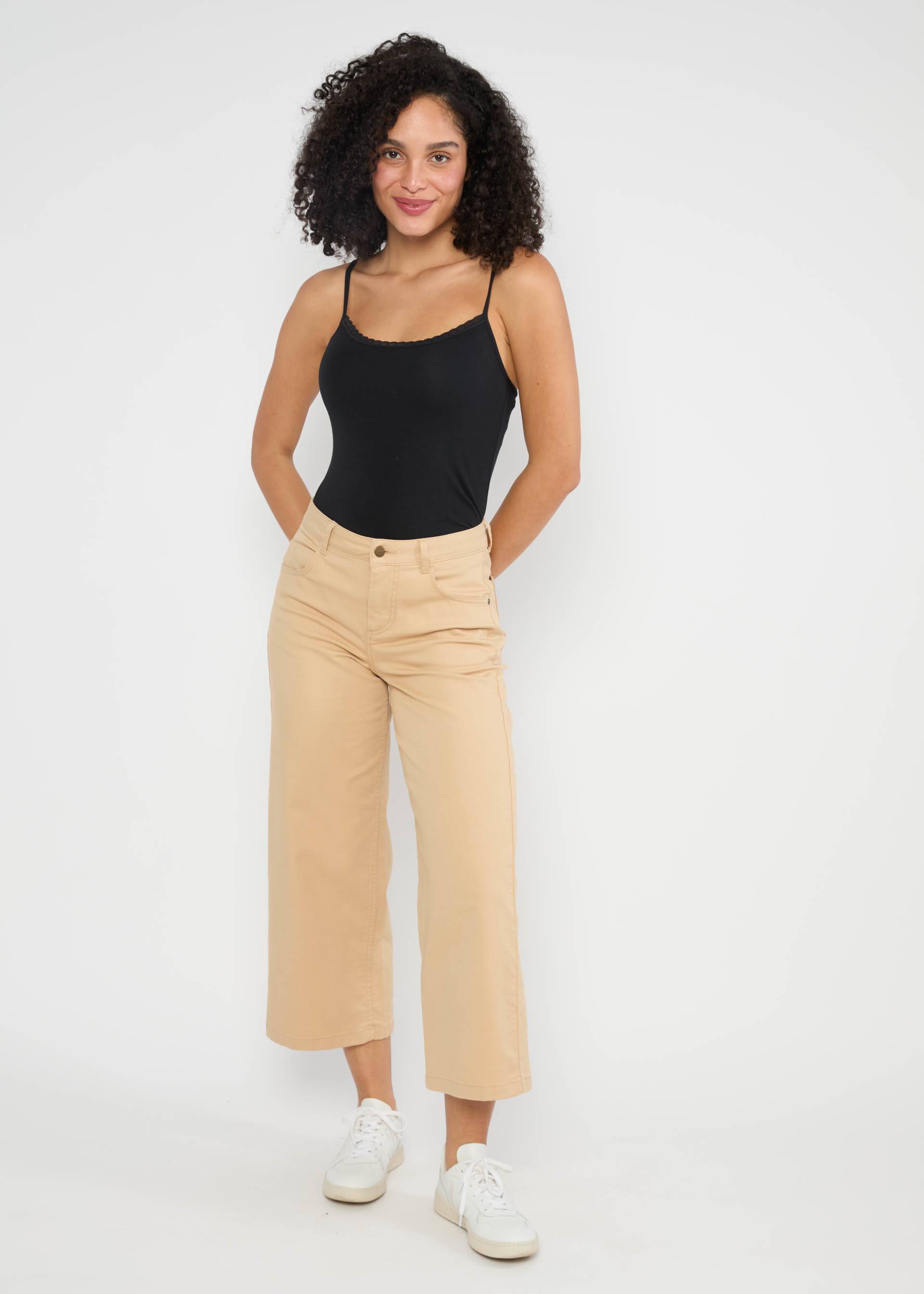 Culottes High Waist Culotte, golden harmony beige, Trousers, White