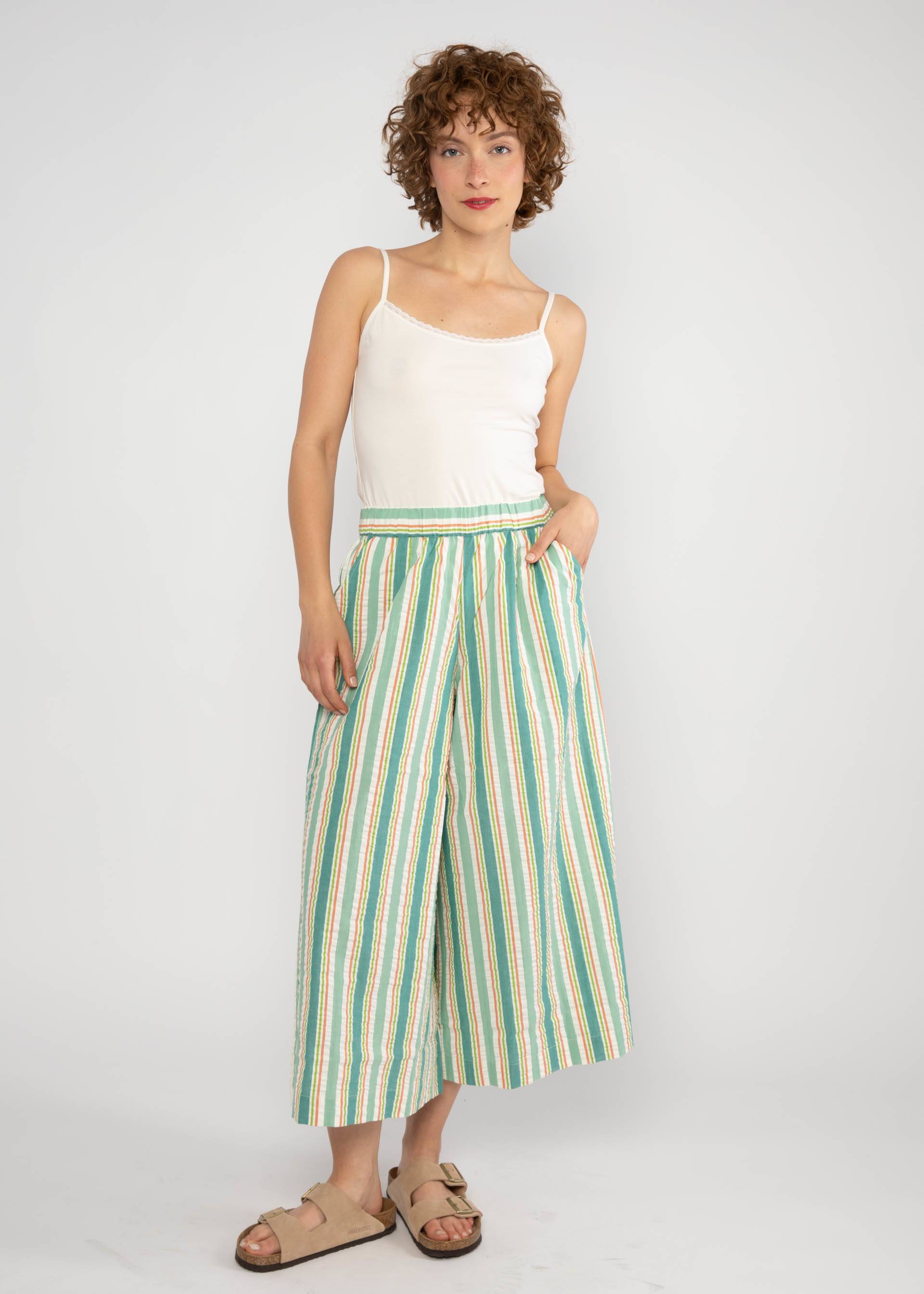 Summer Pants Style Traveller, awing stripes, Trousers, Green