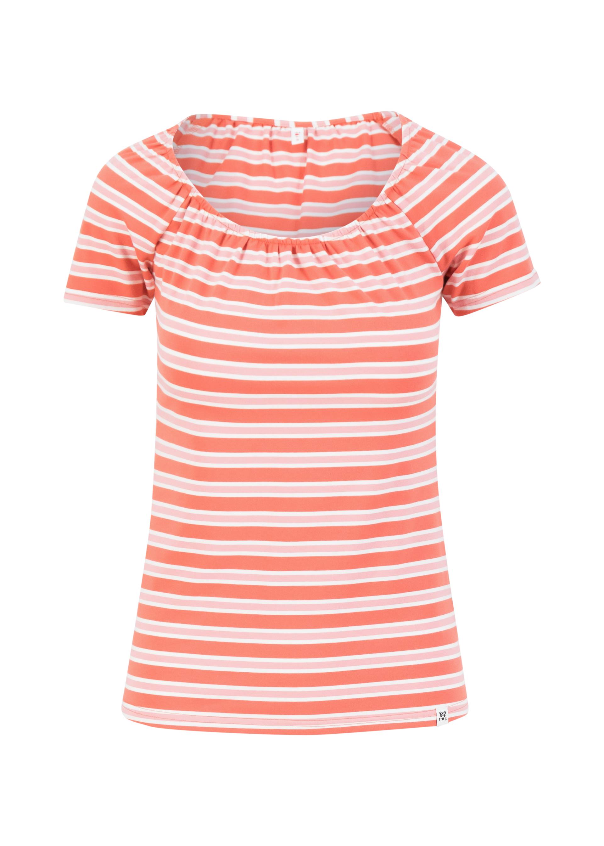 T-Shirt Vintage Heart, caravan stripes red, Tops, Red