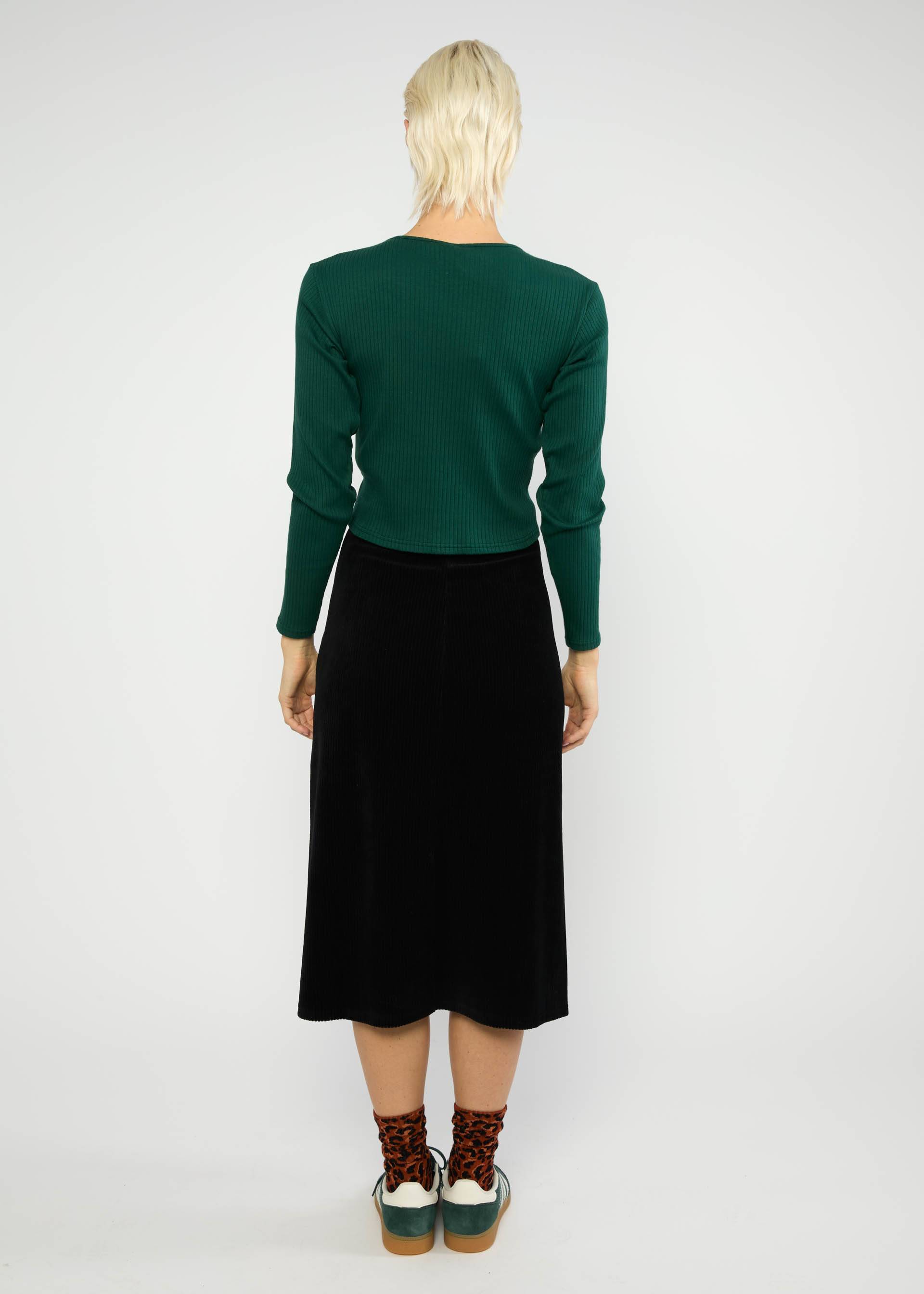 Knielanger Rock Jolly June, fine needle black, Röcke, Schwarz