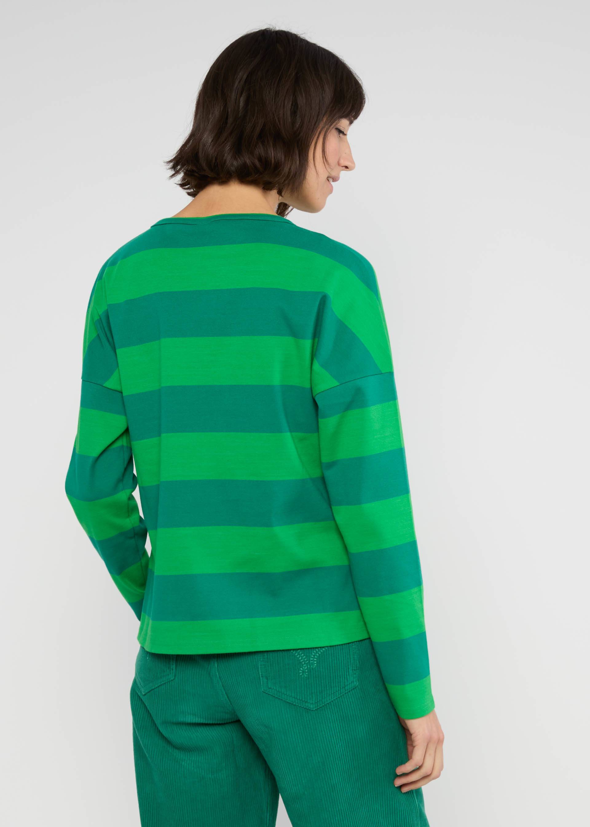 Longsleeve Stereo Rainbow Crew, moosy green stripes, Shirts, Grün