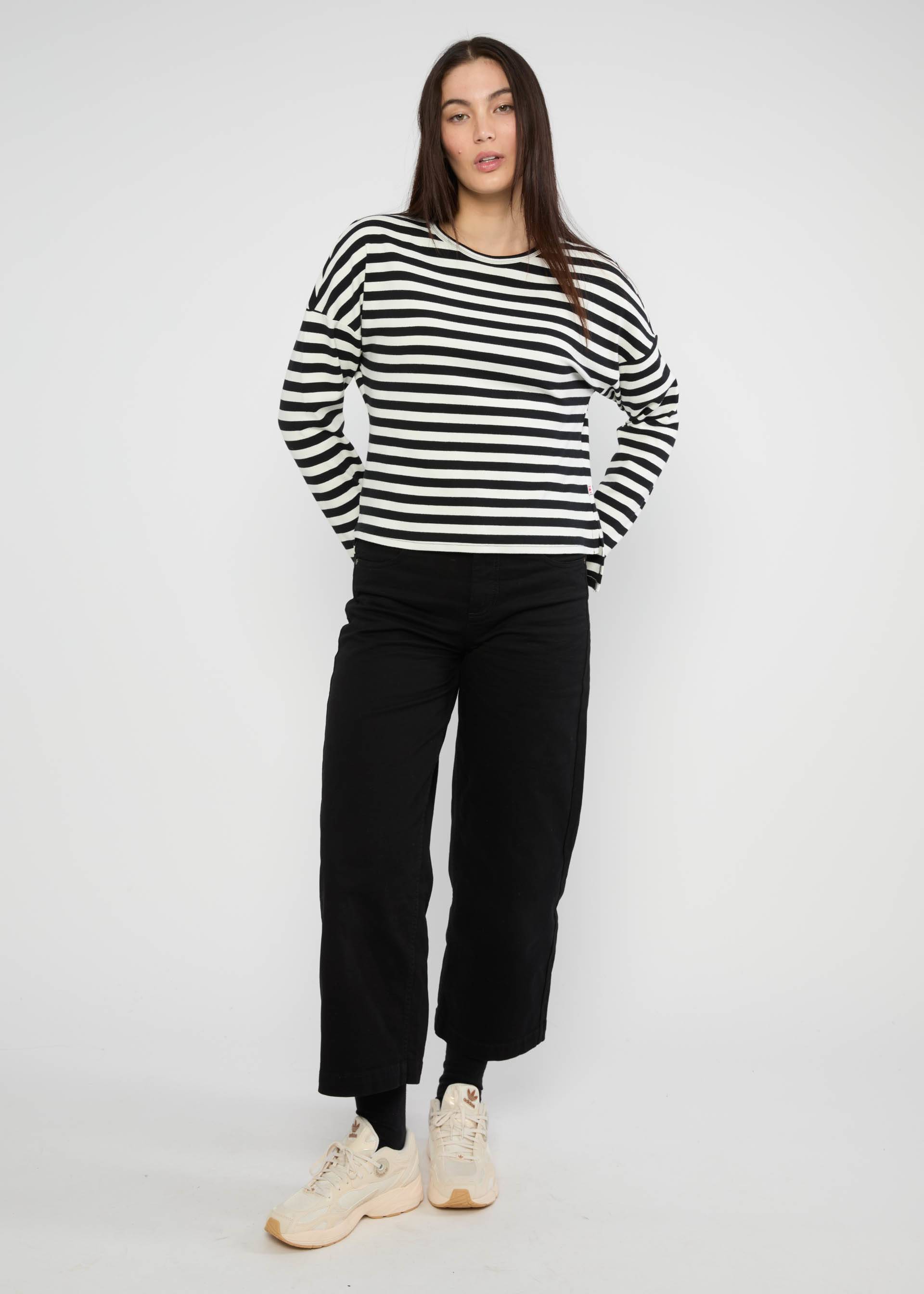 Longsleeve Stereo Rainbow Crew, wizardy black stripes, Shirts, Schwarz