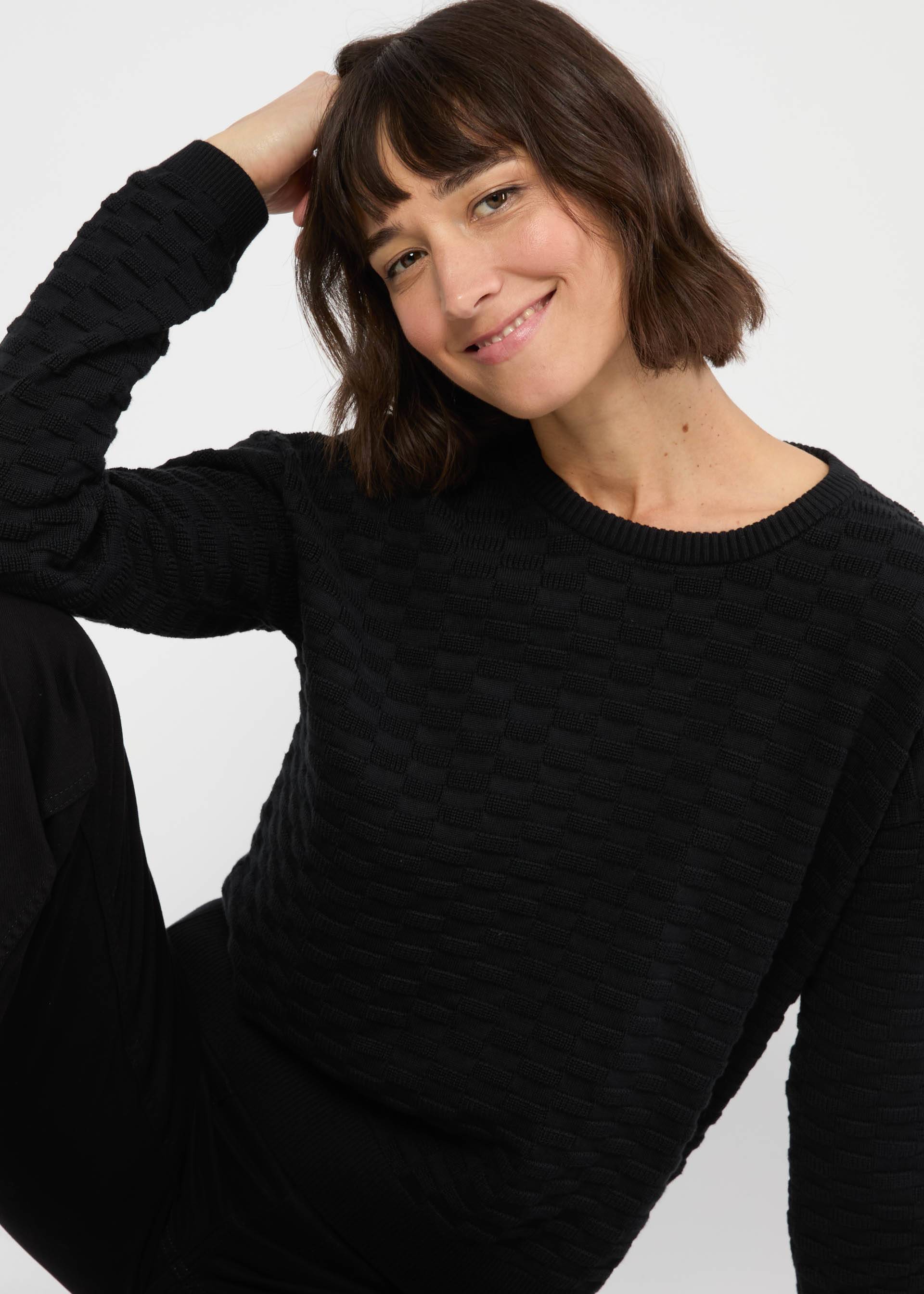 Strickpullover Chic Promenade, diamond knit black, Strickpullover, Schwarz